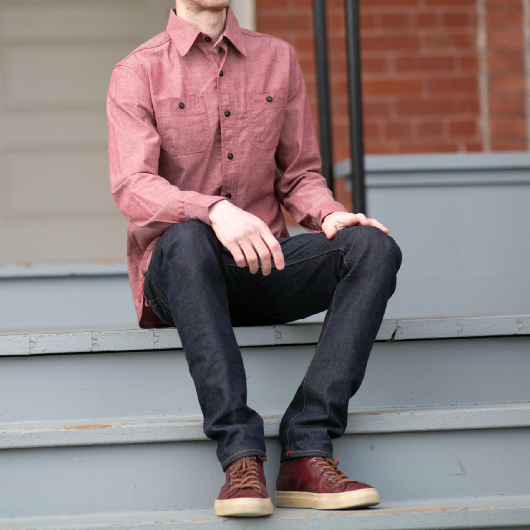 gustin #36 rust red chambray workshirt