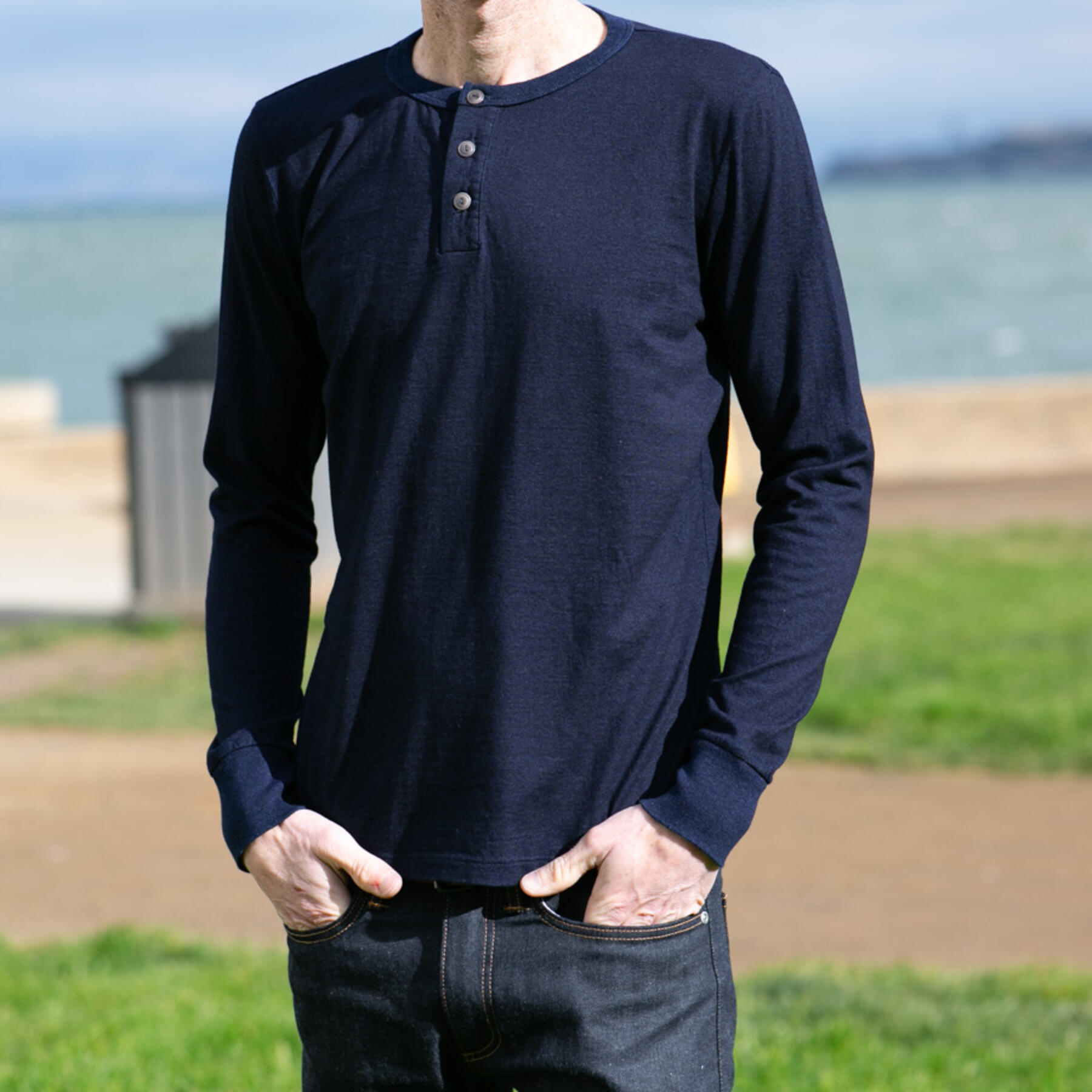 gustin indigo dyed henley 2 pack (dark, vintage)