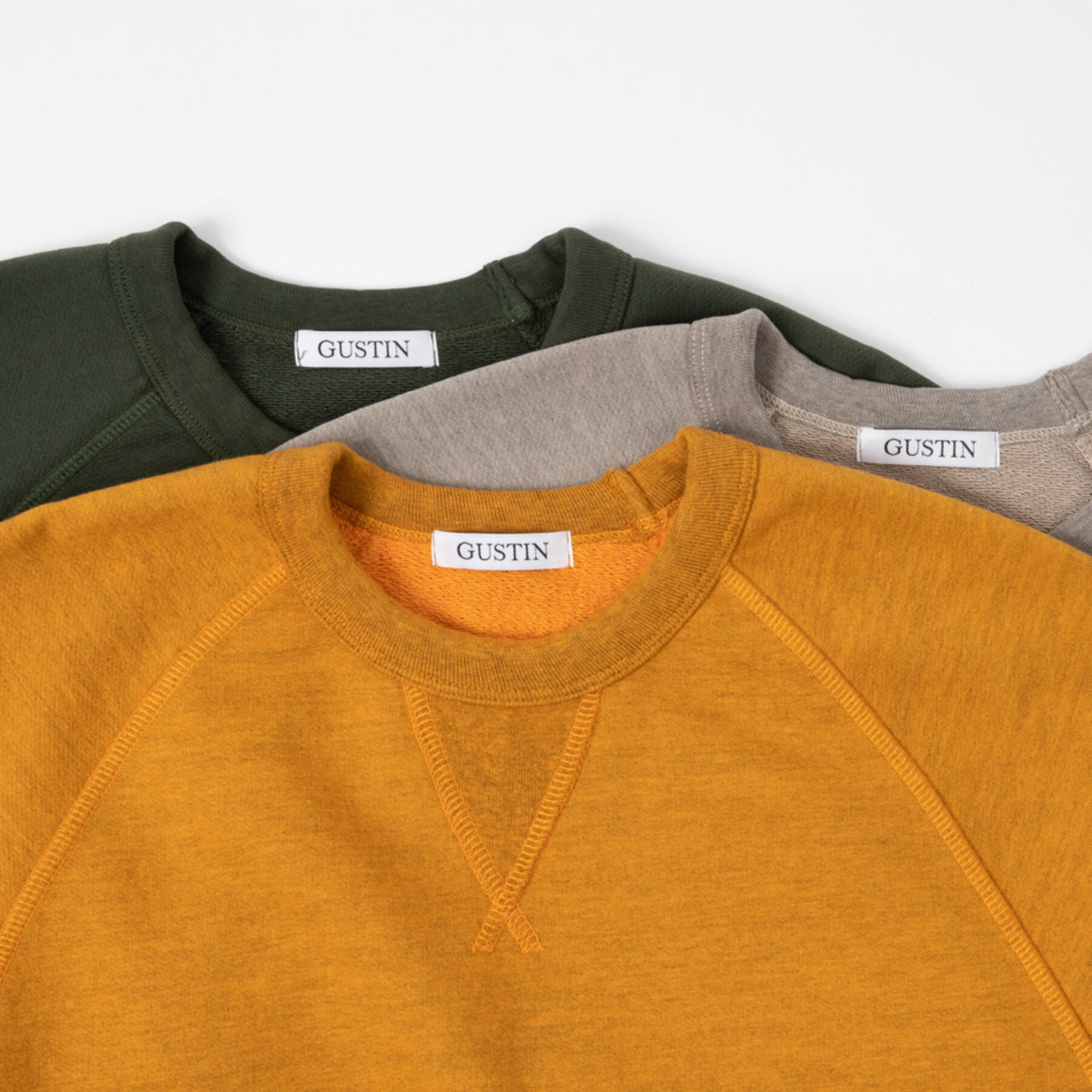 gustin usa crewneck sweatshirt 3pk - saffron, putty, hunter green