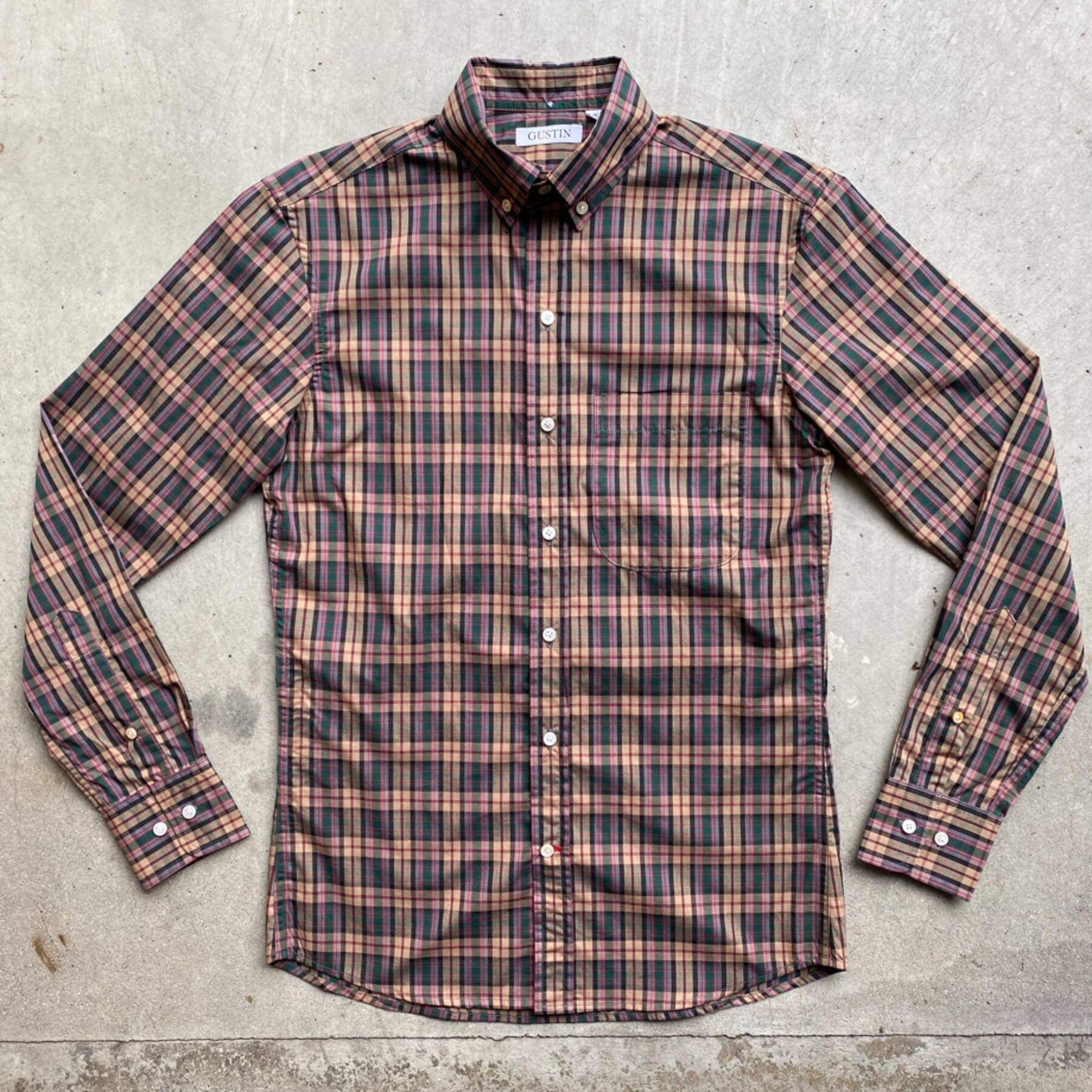 gustin #715 tan fuchsia plaid