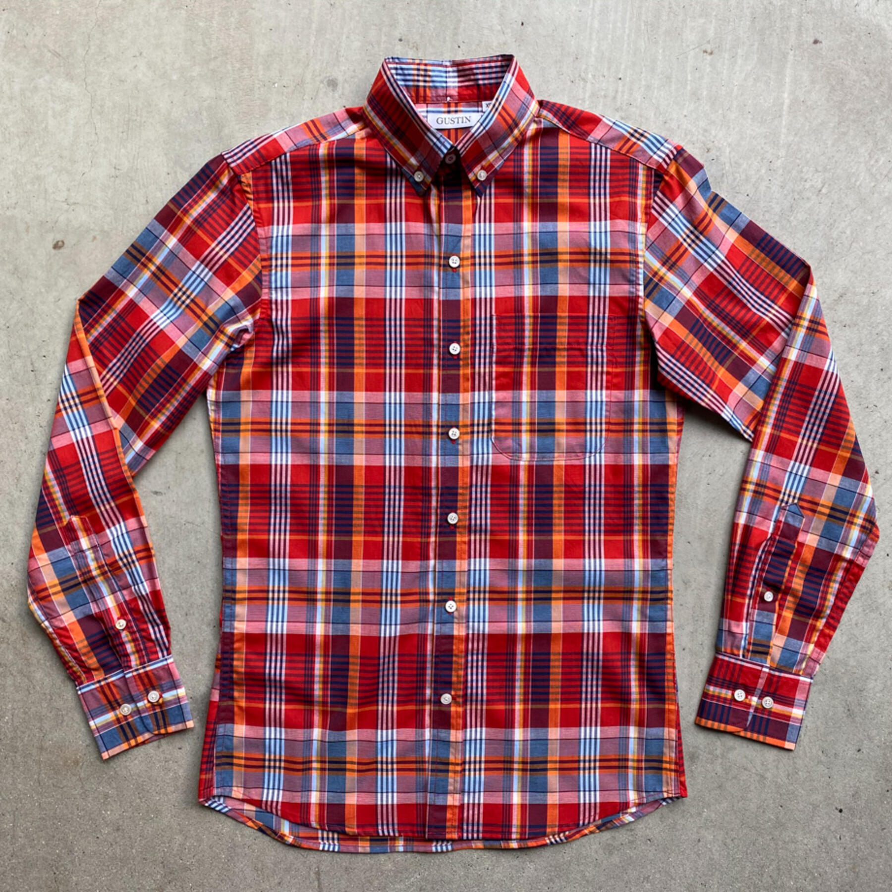 gustin #327 red orange plaid