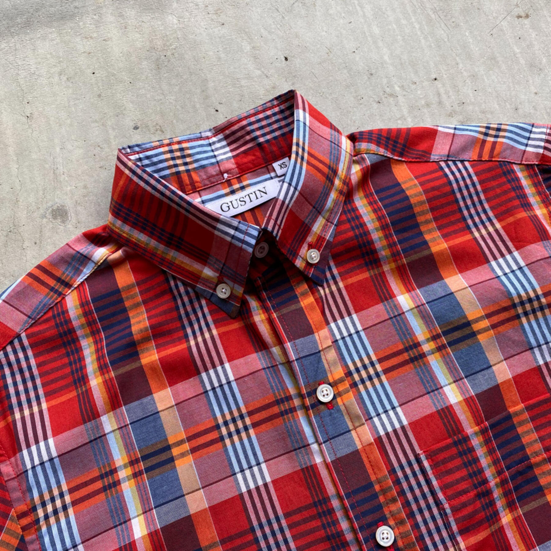gustin #327 red orange plaid