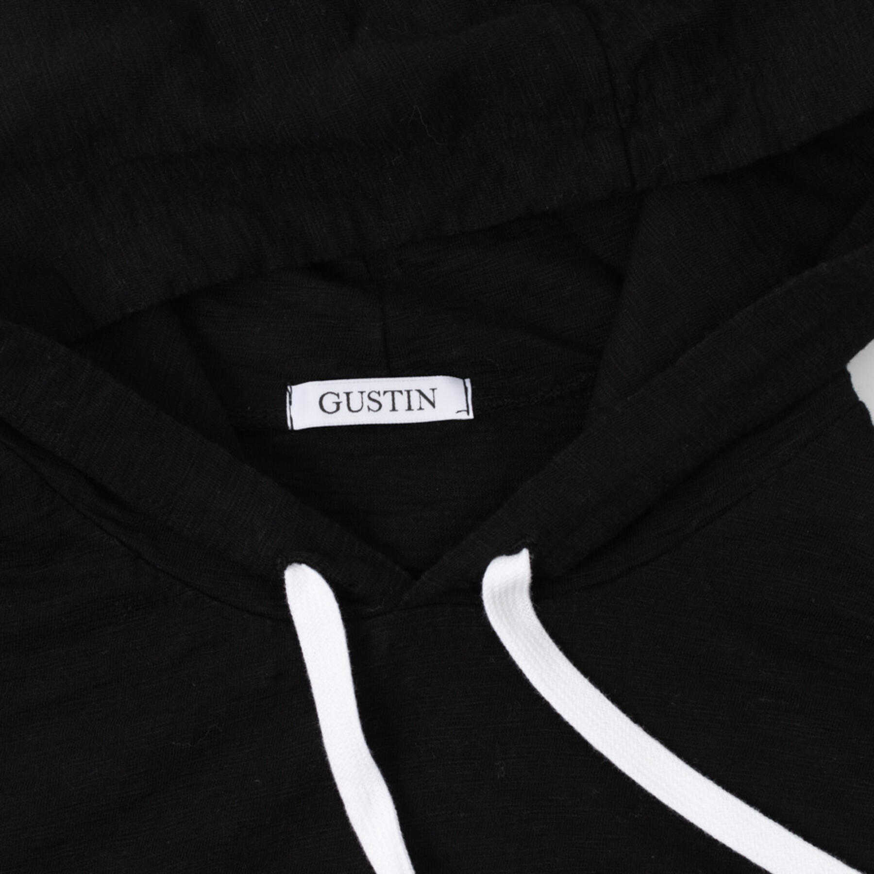 gustin big slub hoodie - black