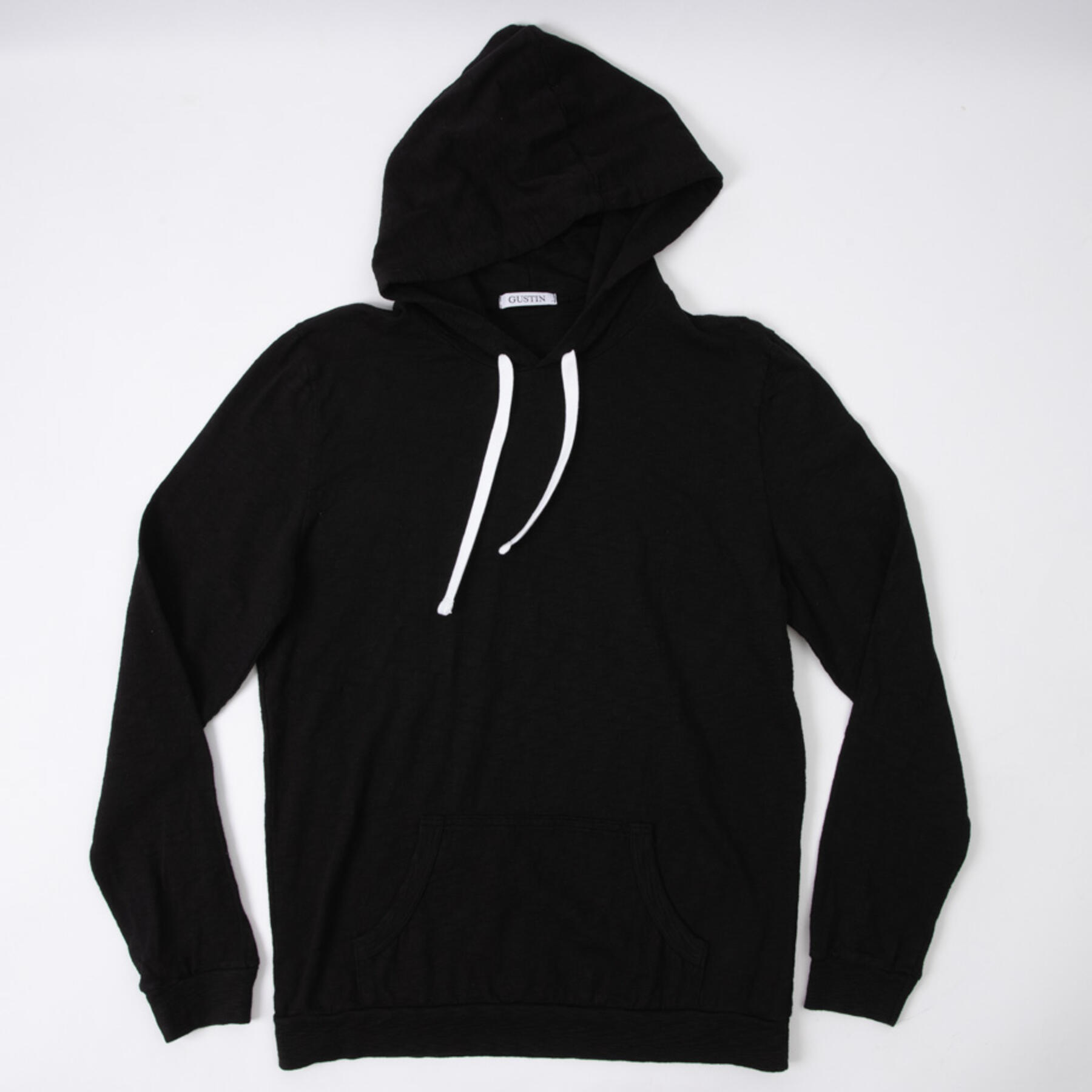 gustin big slub hoodie - black