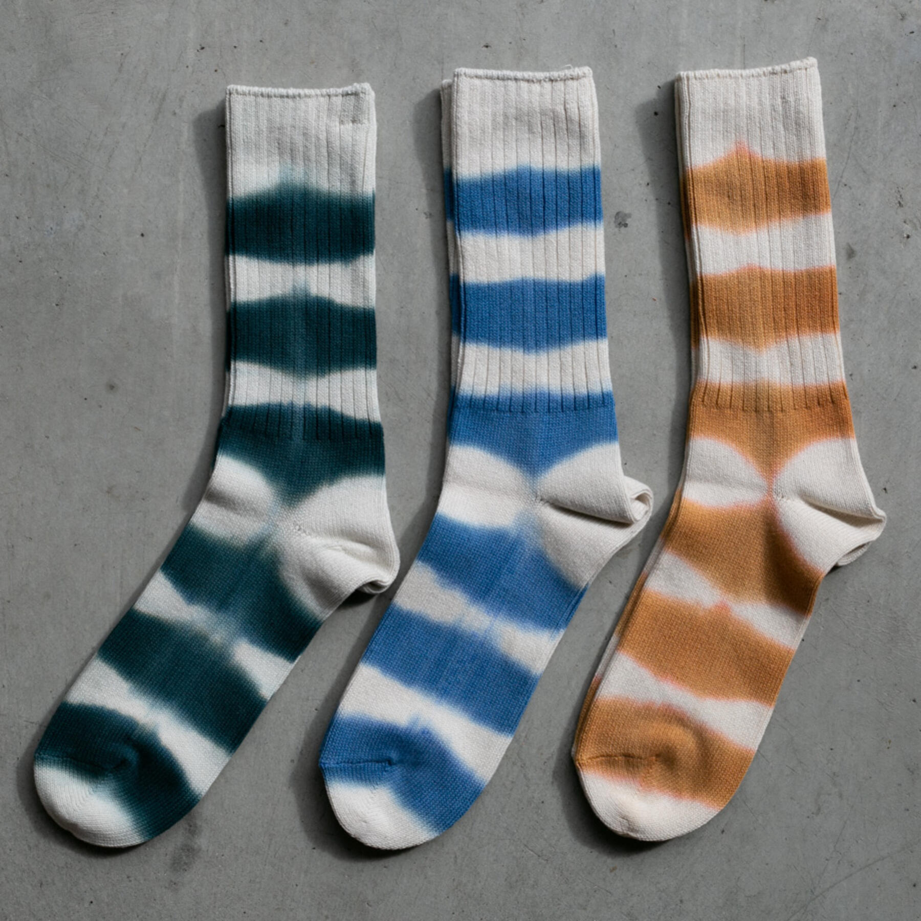 gustin japan stripe dye socks 3 pack
