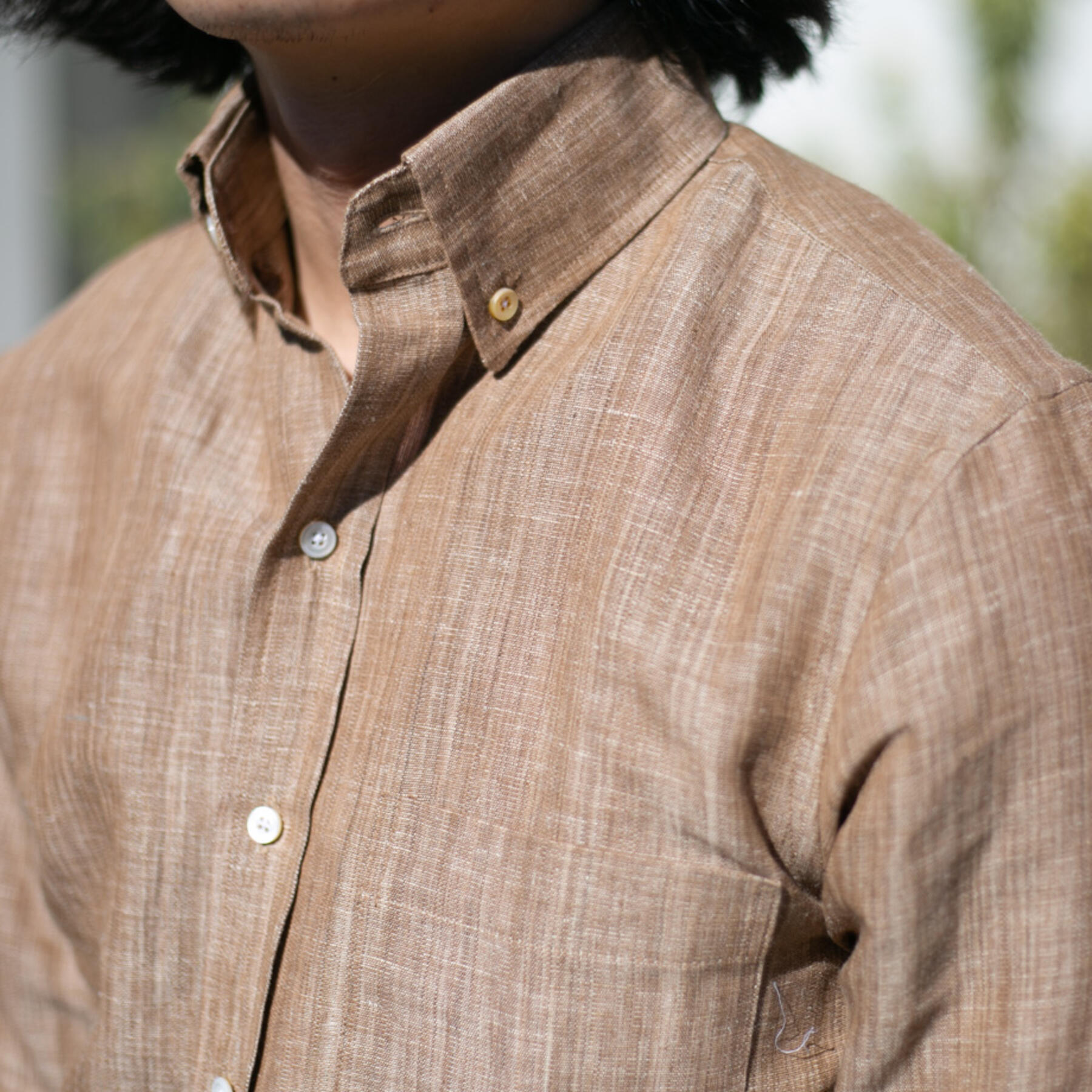 gustin #719 persimmon dye hemp selvedge chambray
