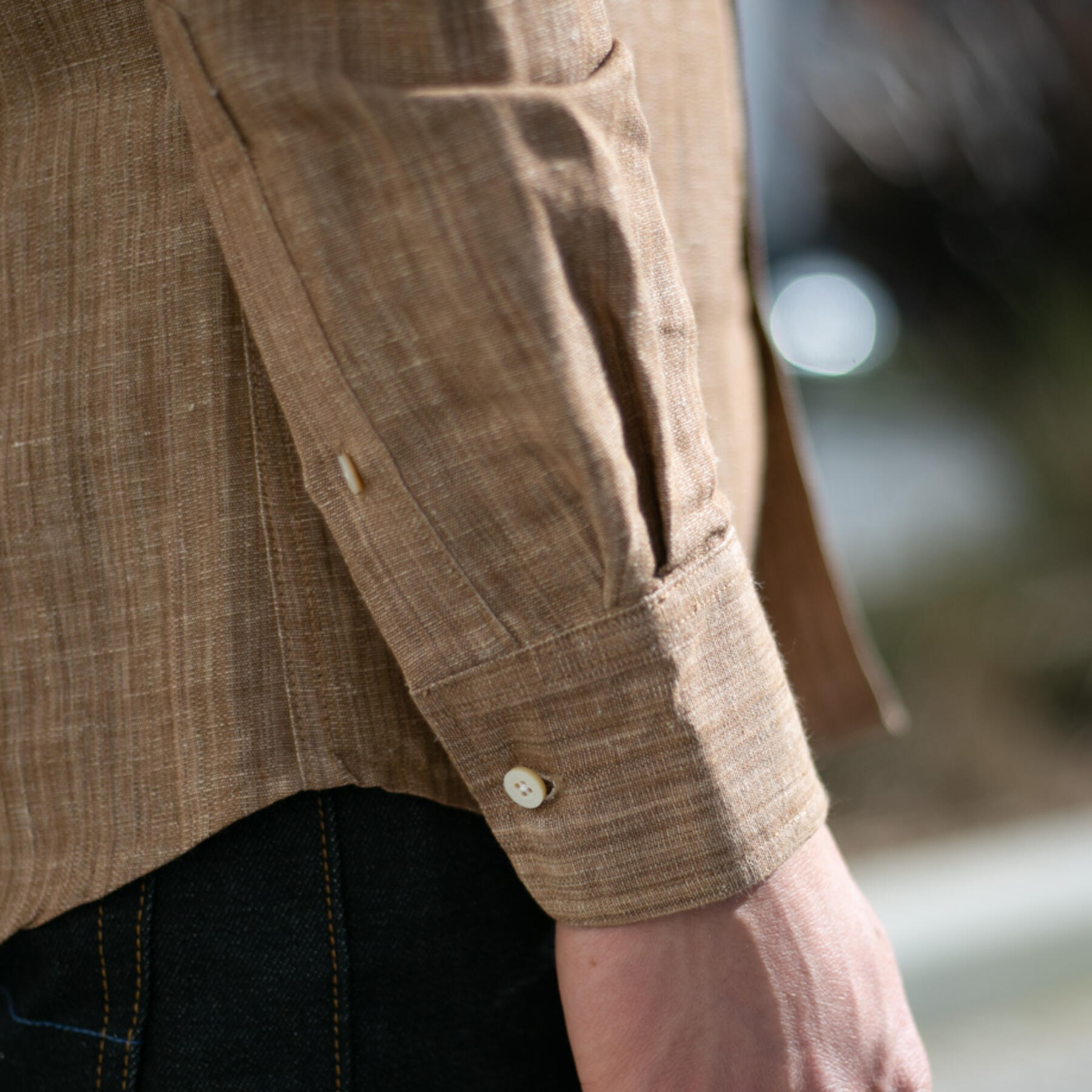 gustin #719 persimmon dye hemp selvedge chambray