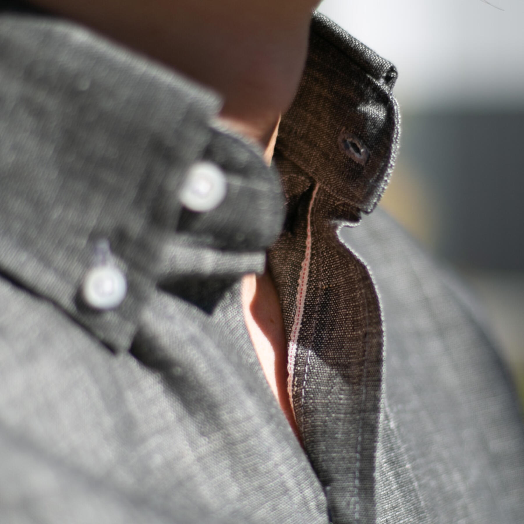 gustin #720 charcoal dye hemp selvedge chambray