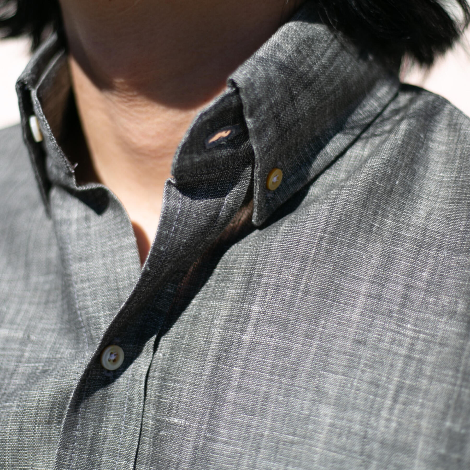 gustin #720 charcoal dye hemp selvedge chambray