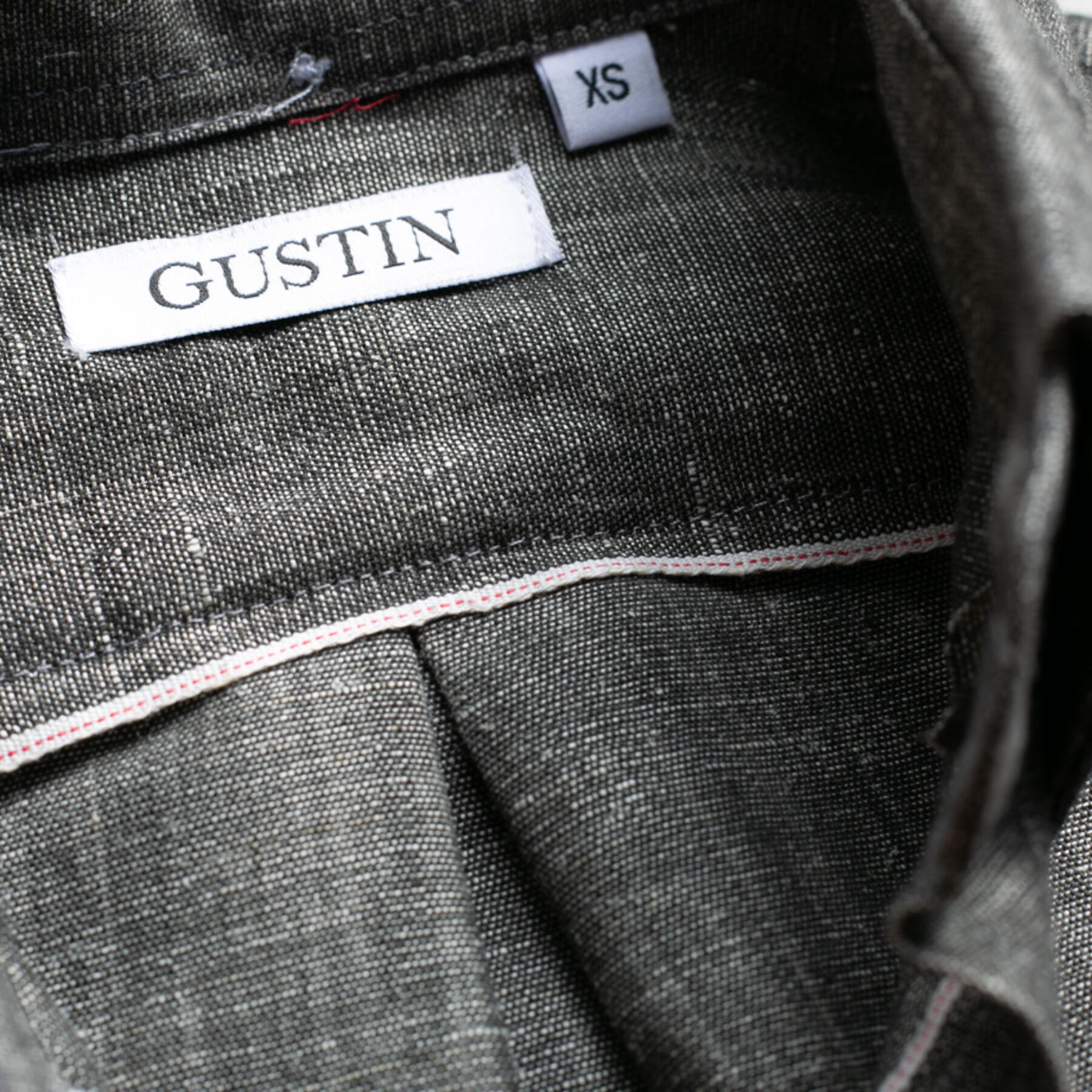 gustin #720 charcoal dye hemp selvedge chambray