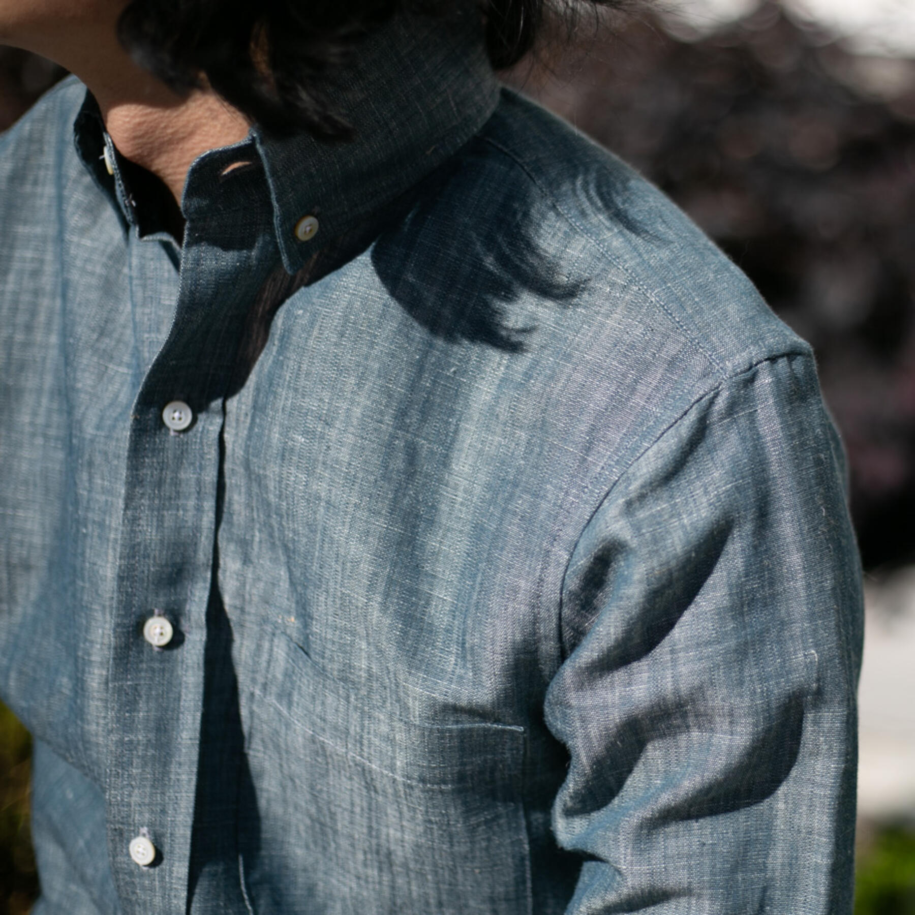 gustin #721 plant dye indigo hemp selvedge chambray