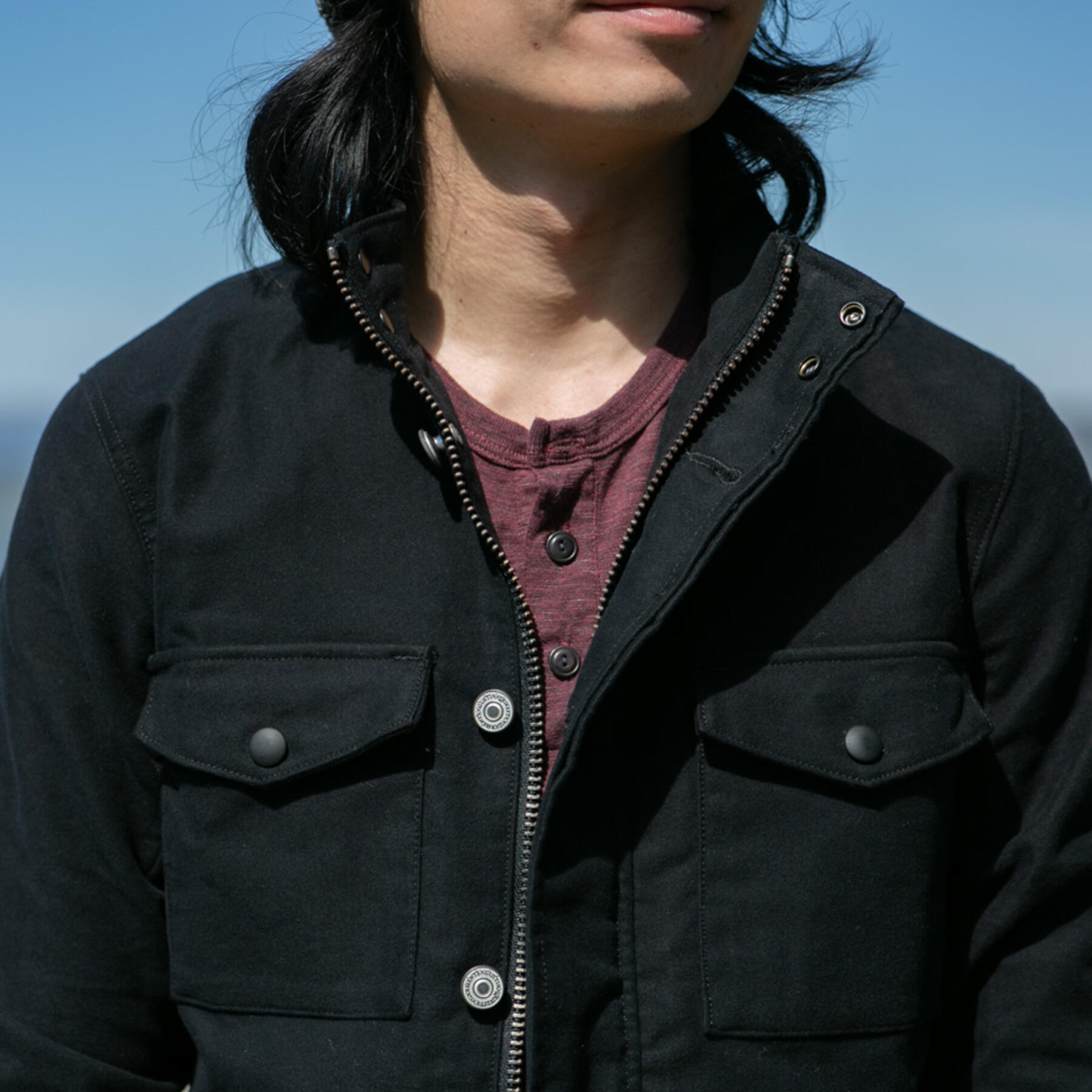 gustin indigo dye ripstop canvas field jacket