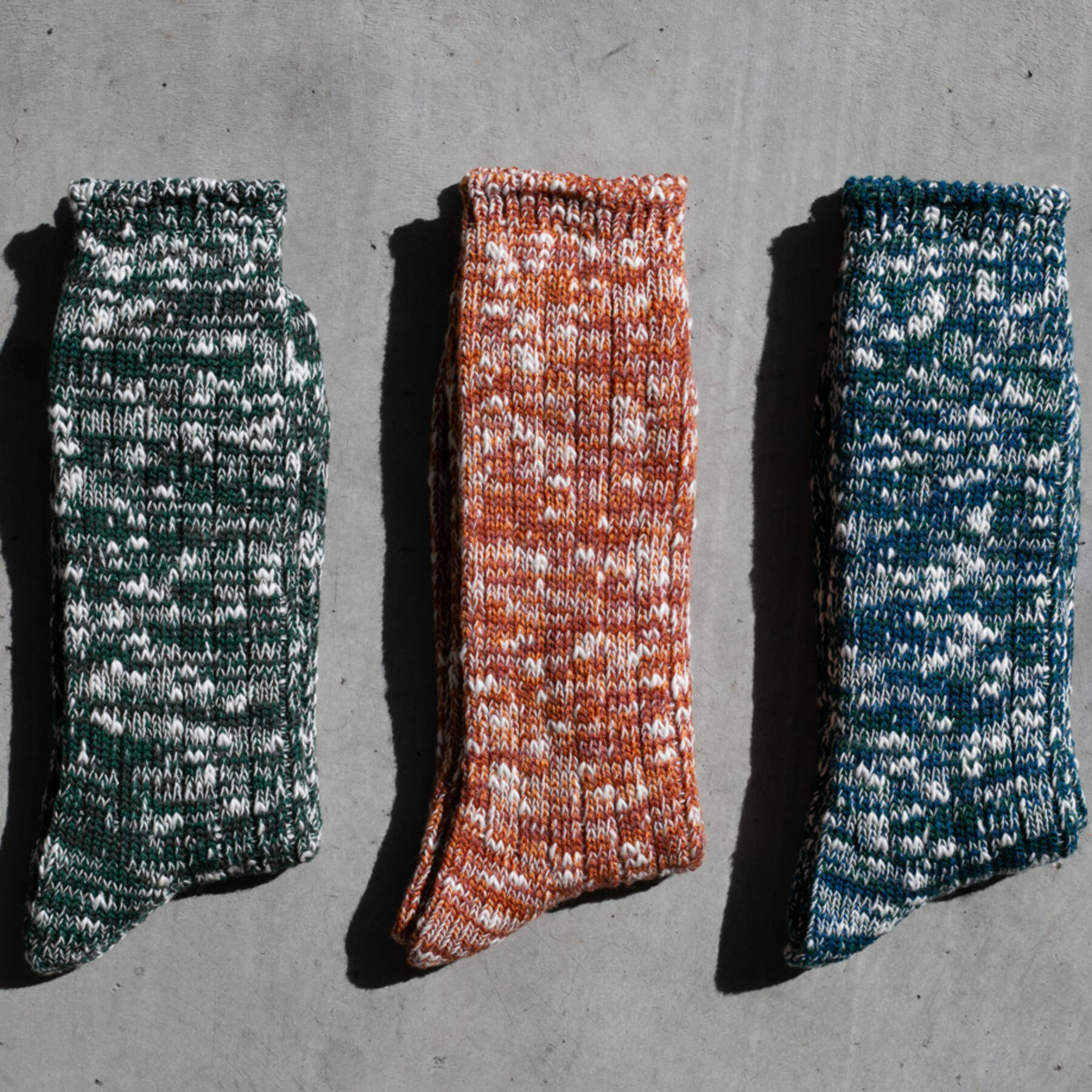 gustin japan slub sock 3pk (saffron, ocean, forest)