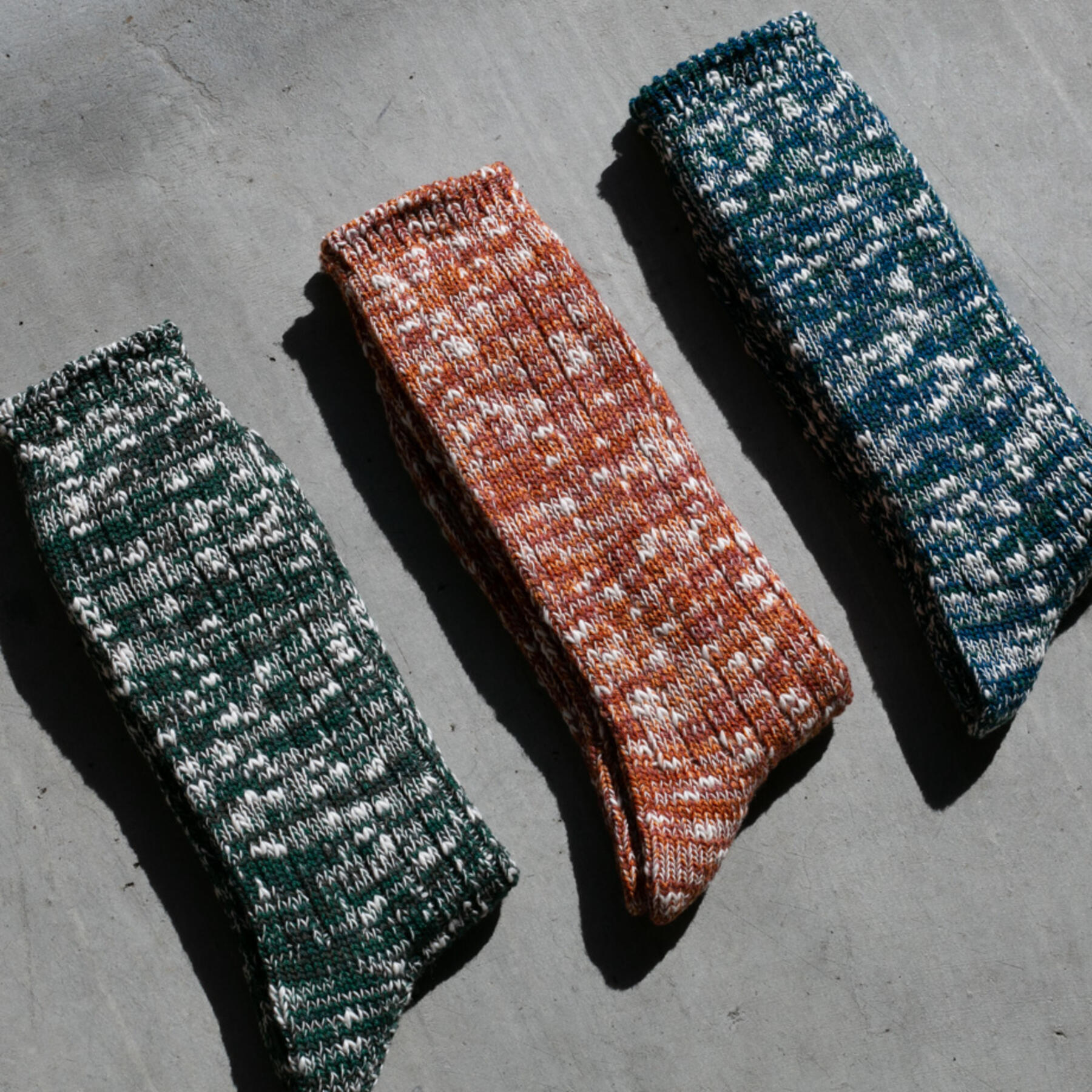 gustin japan slub sock 3pk (saffron, ocean, forest)