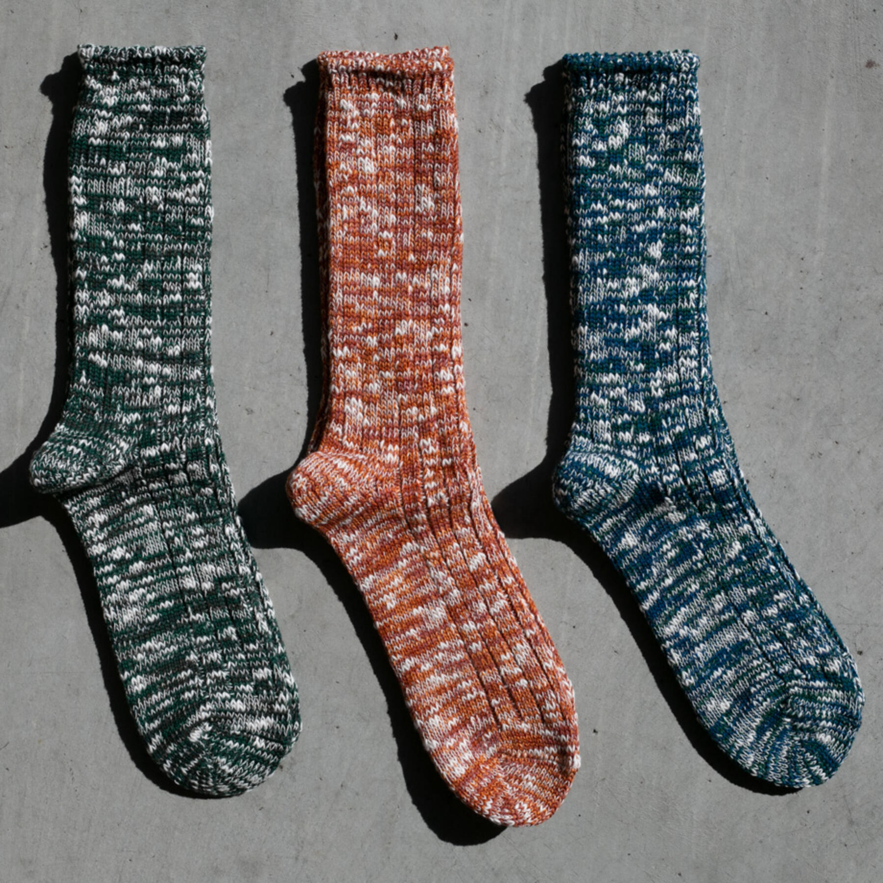 gustin japan slub sock 3pk (saffron, ocean, forest)