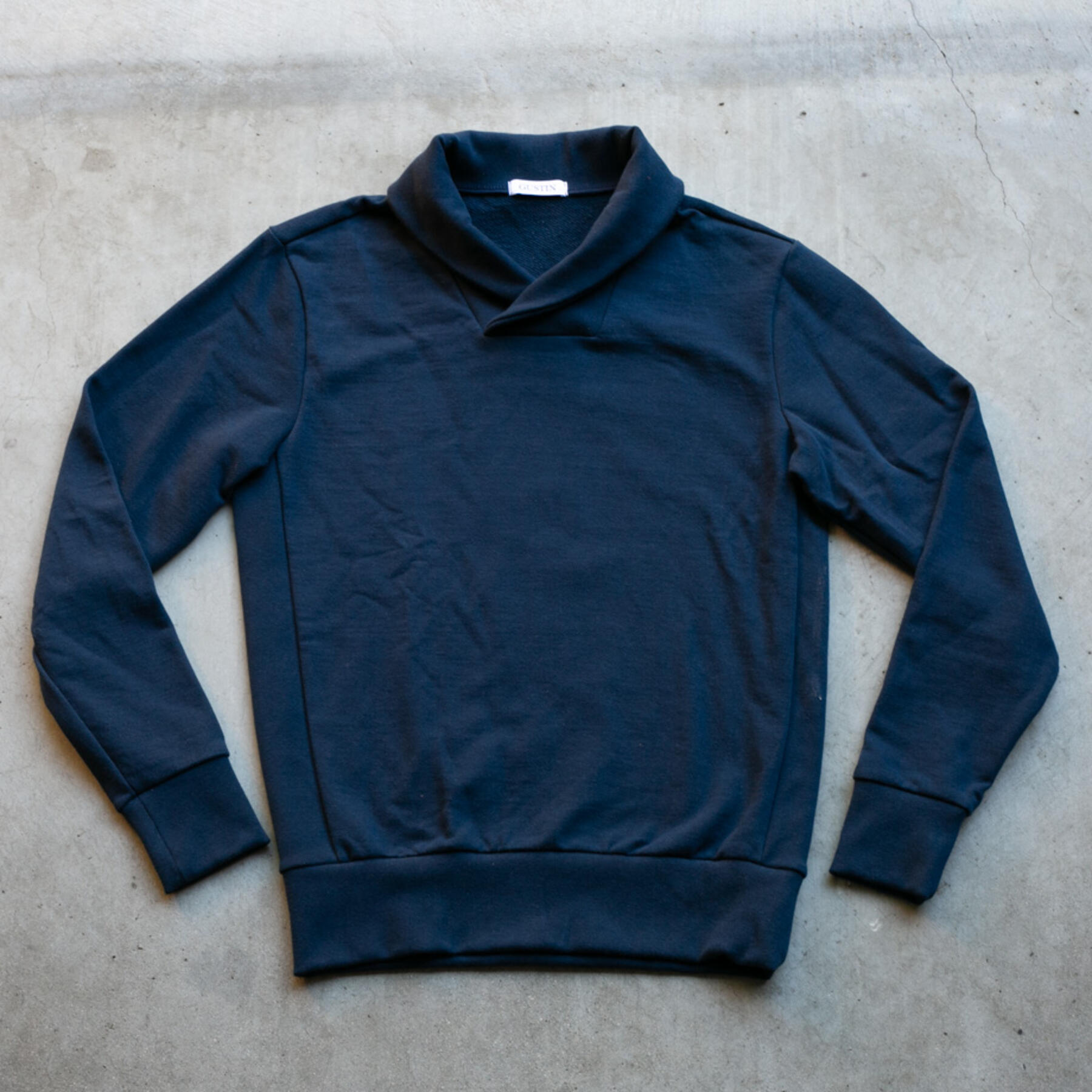 gustin shawl collar french terry - navy