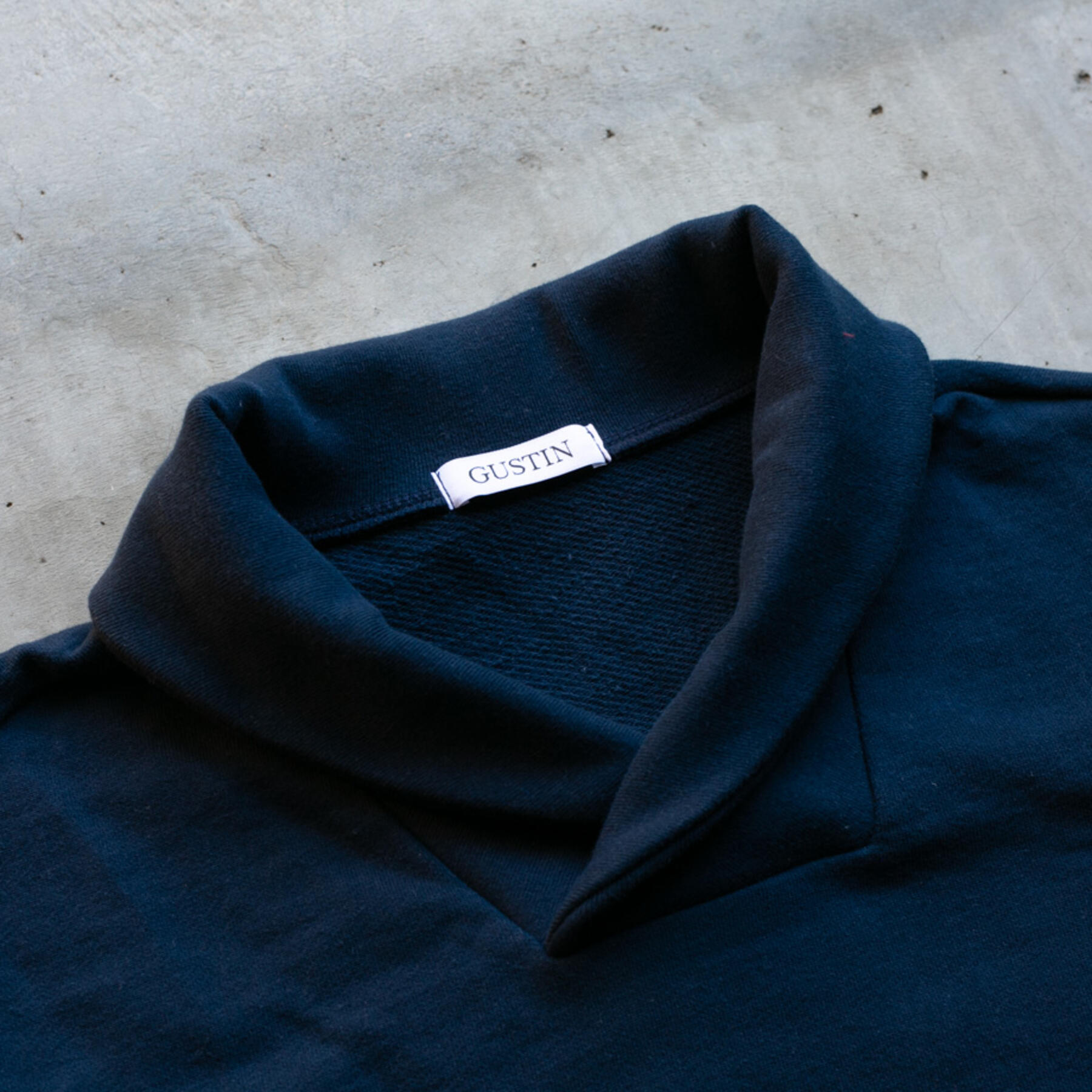 gustin shawl collar french terry - navy