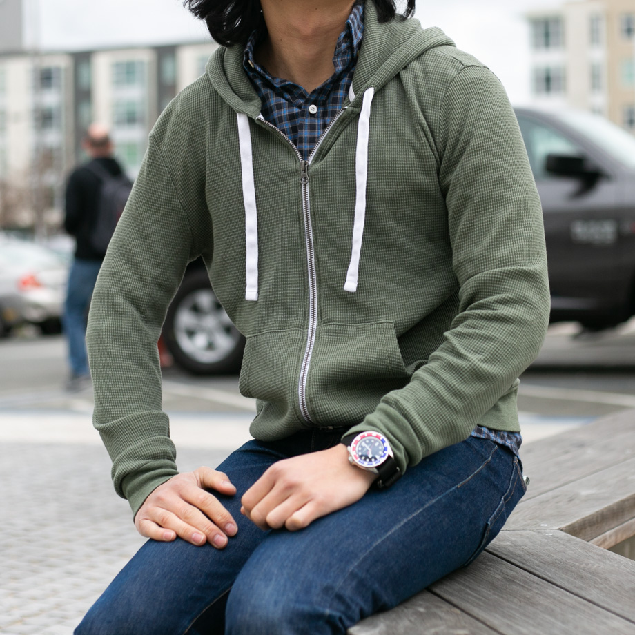 Waffle Zip Hoodie - Vintage Army | Gustin Knits Sweatshirts