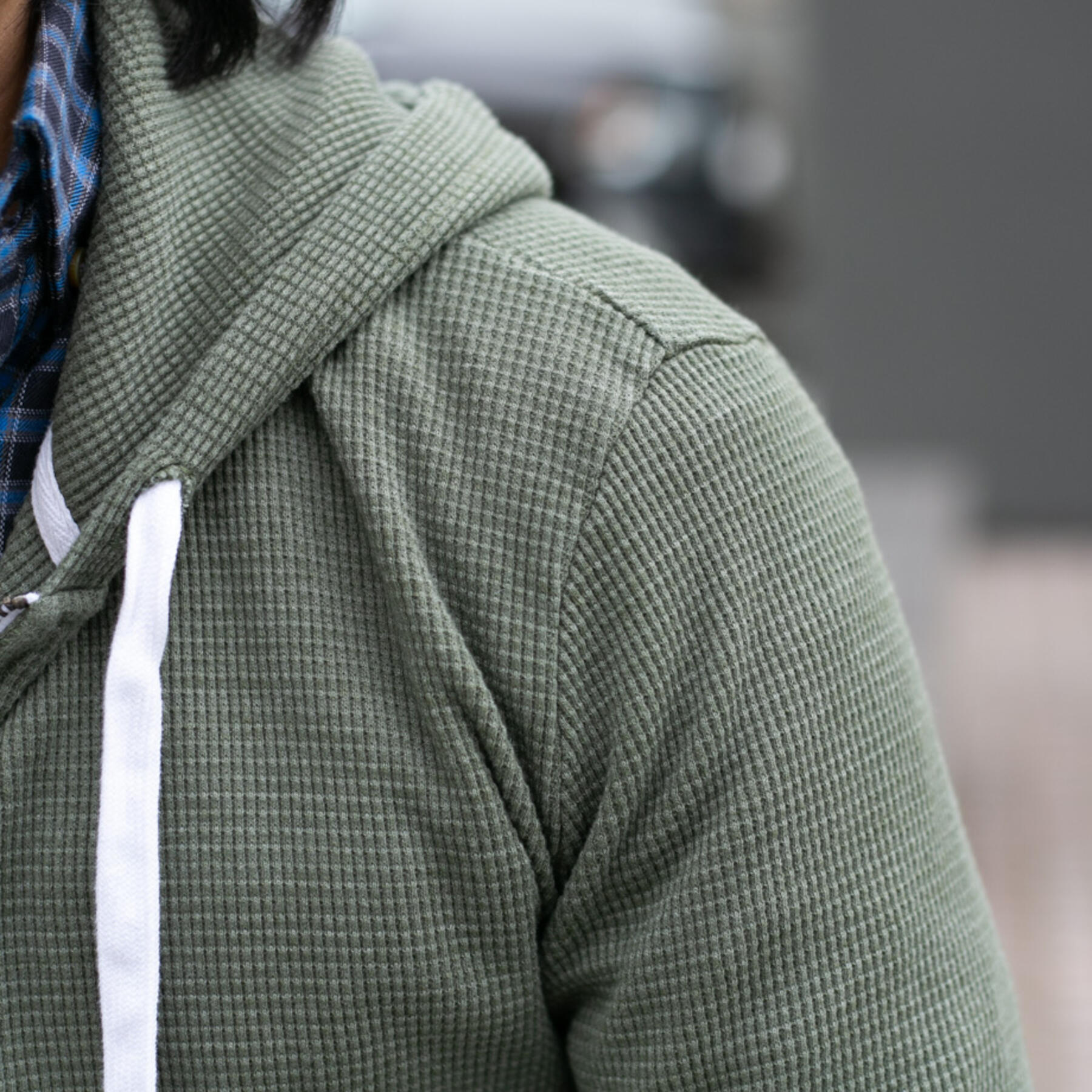 gustin waffle zip hoodie - vintage army