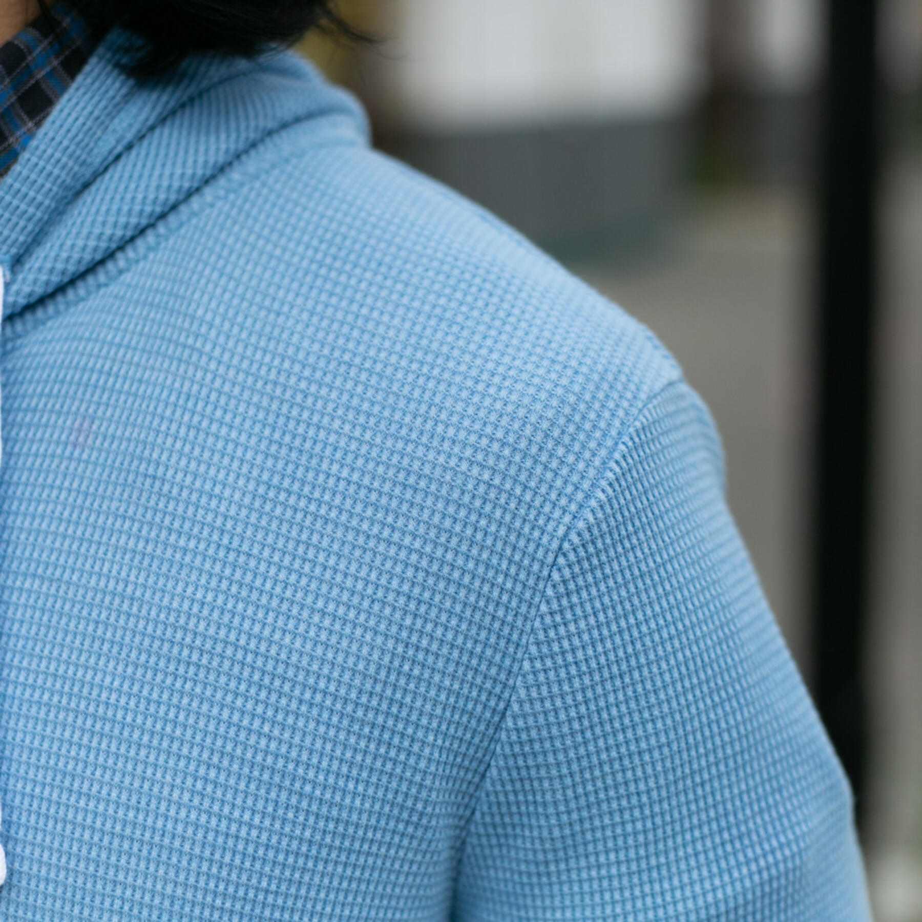 gustin waffle zip hoodie - sky