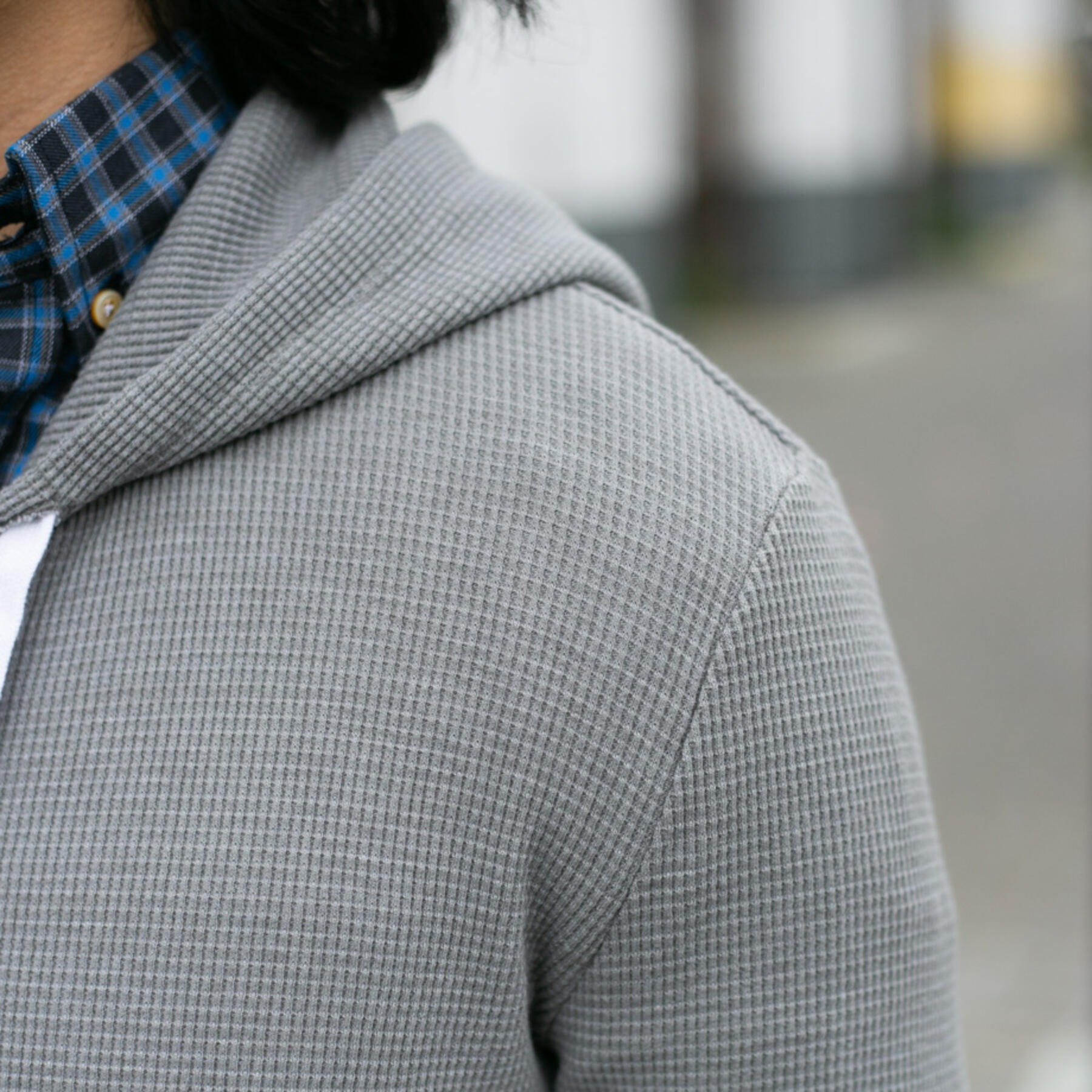 gustin waffle zip hoodie - stone