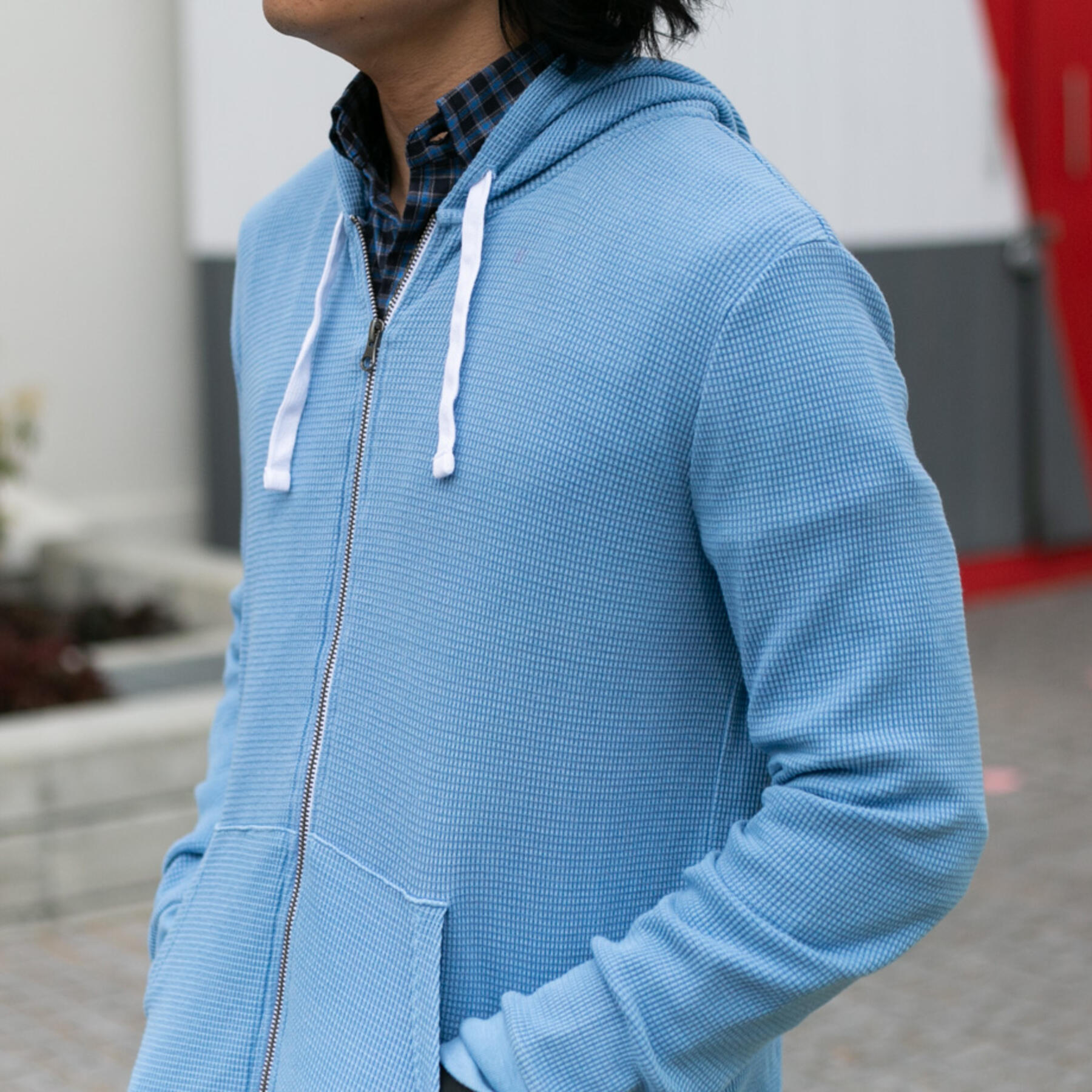 gustin waffle zip hoodie 2pk - stone, sky