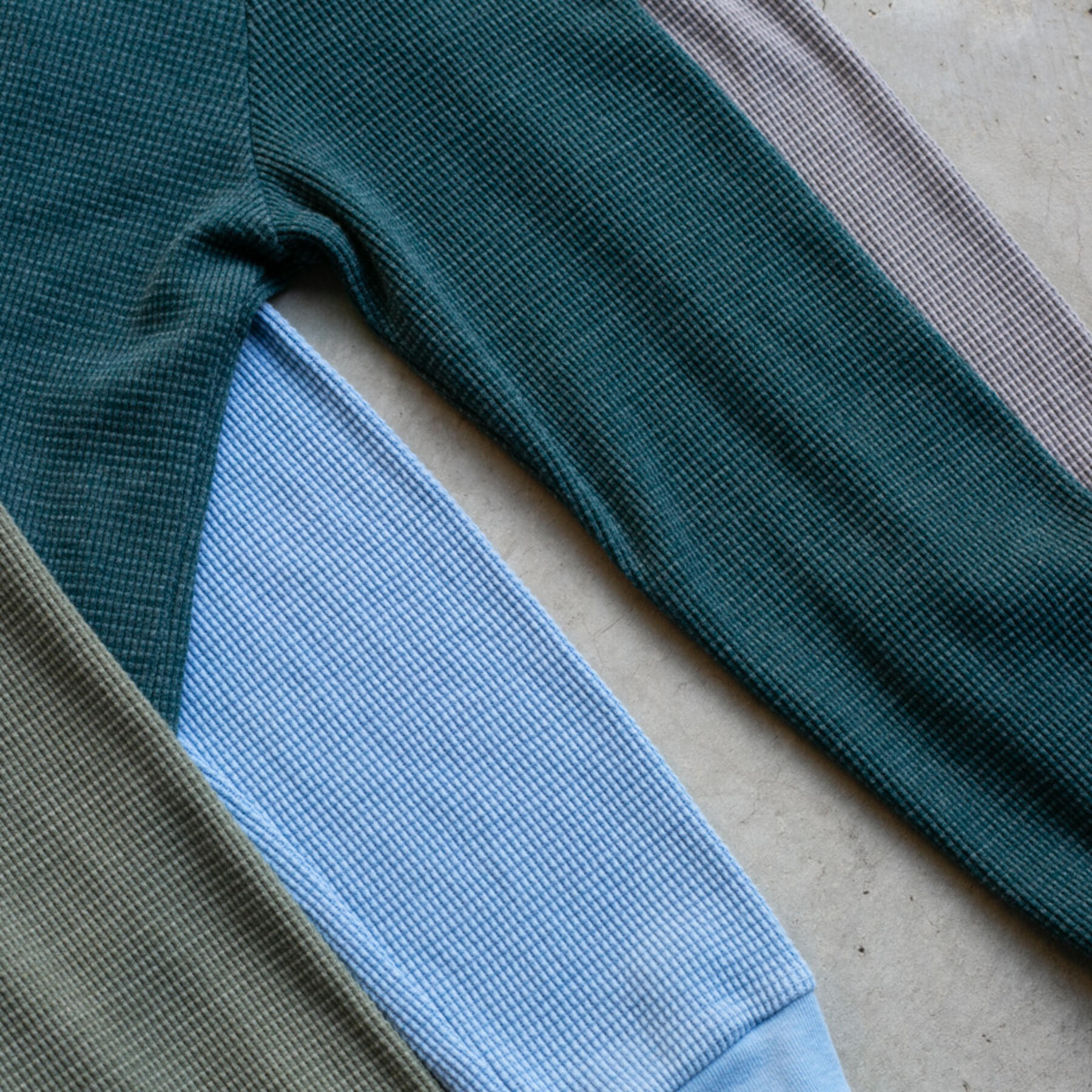 gustin waffle zip hoodie 4pk - stone, sky, vintage army, teal
