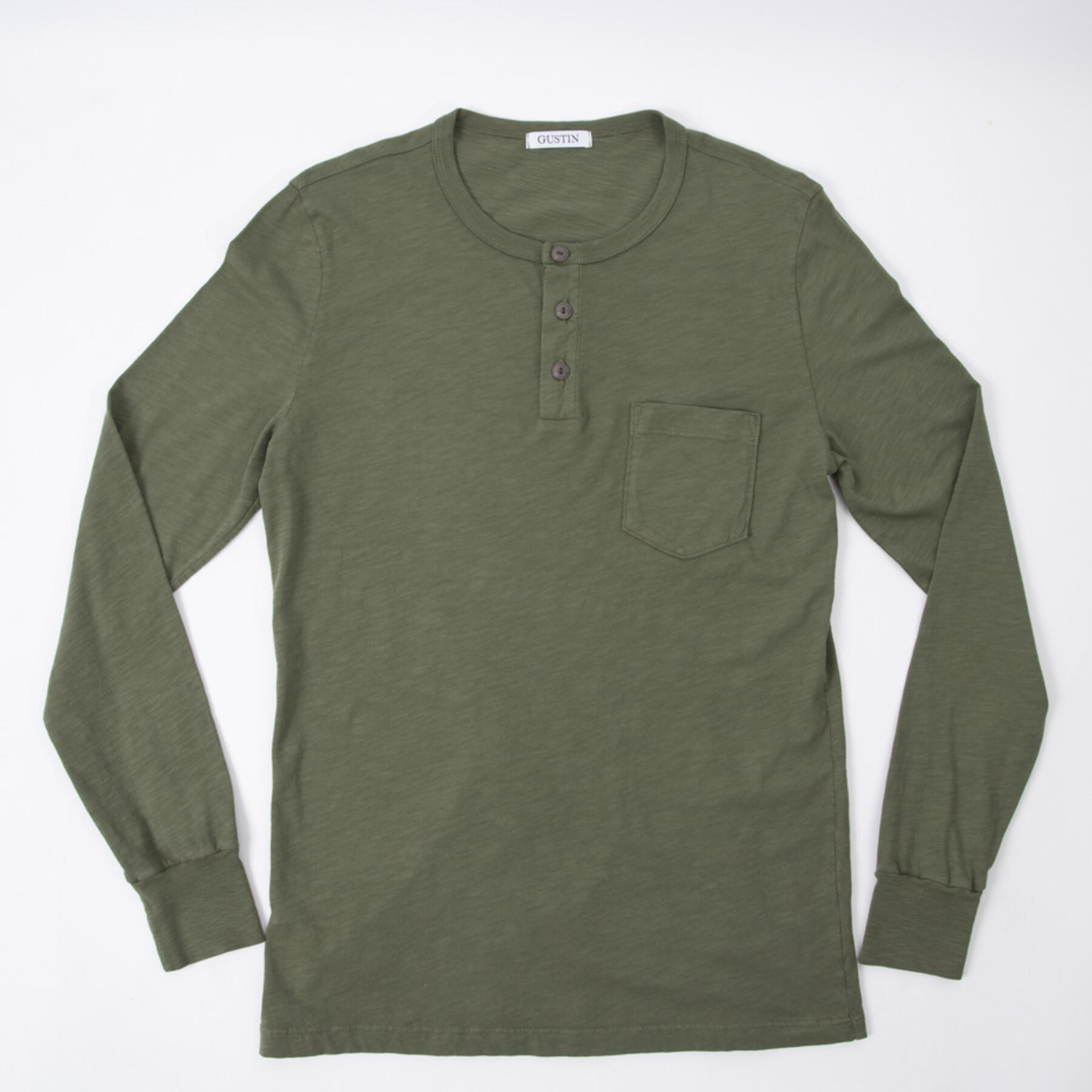 gustin slub pocket henley - army