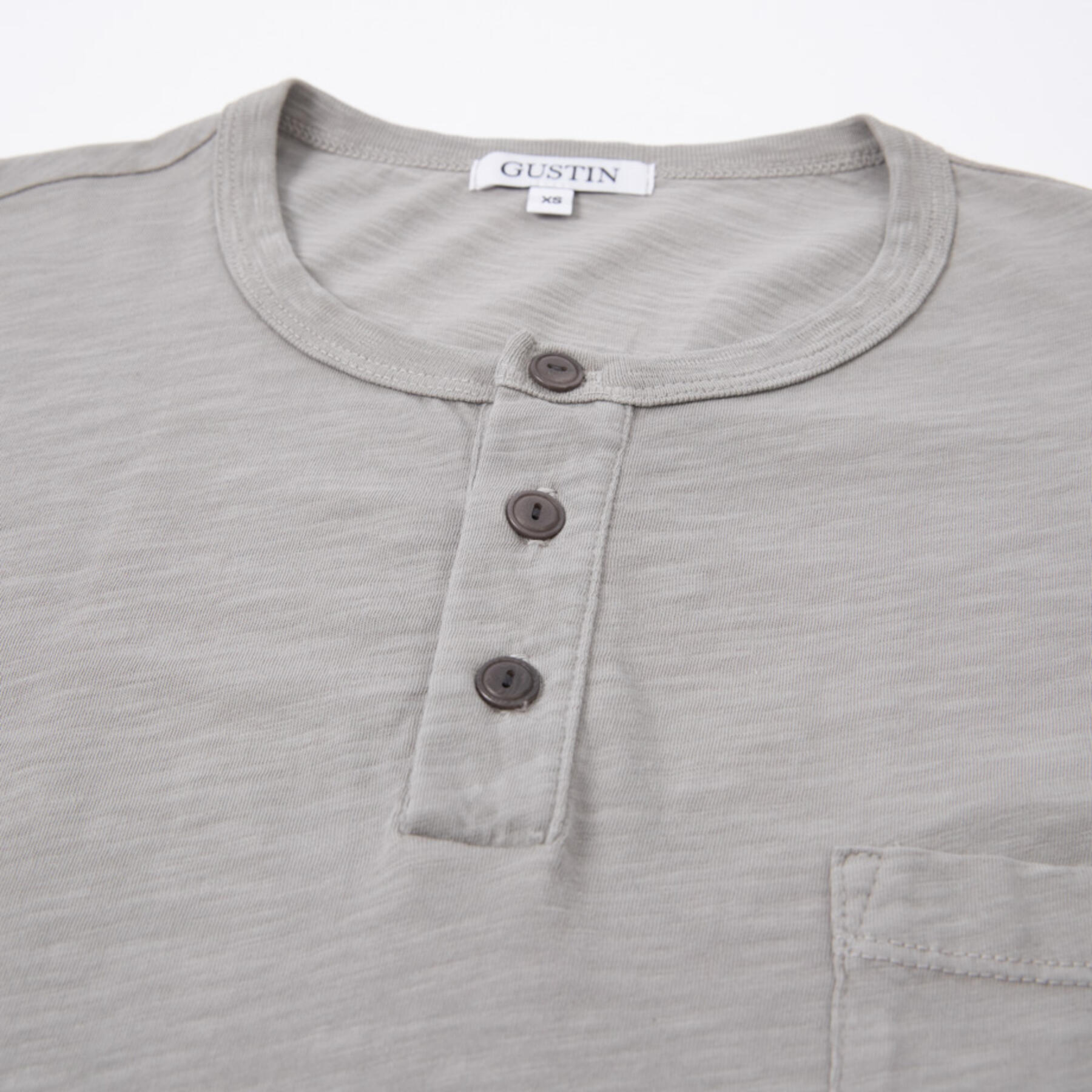 gustin slub pocket henley - stone
