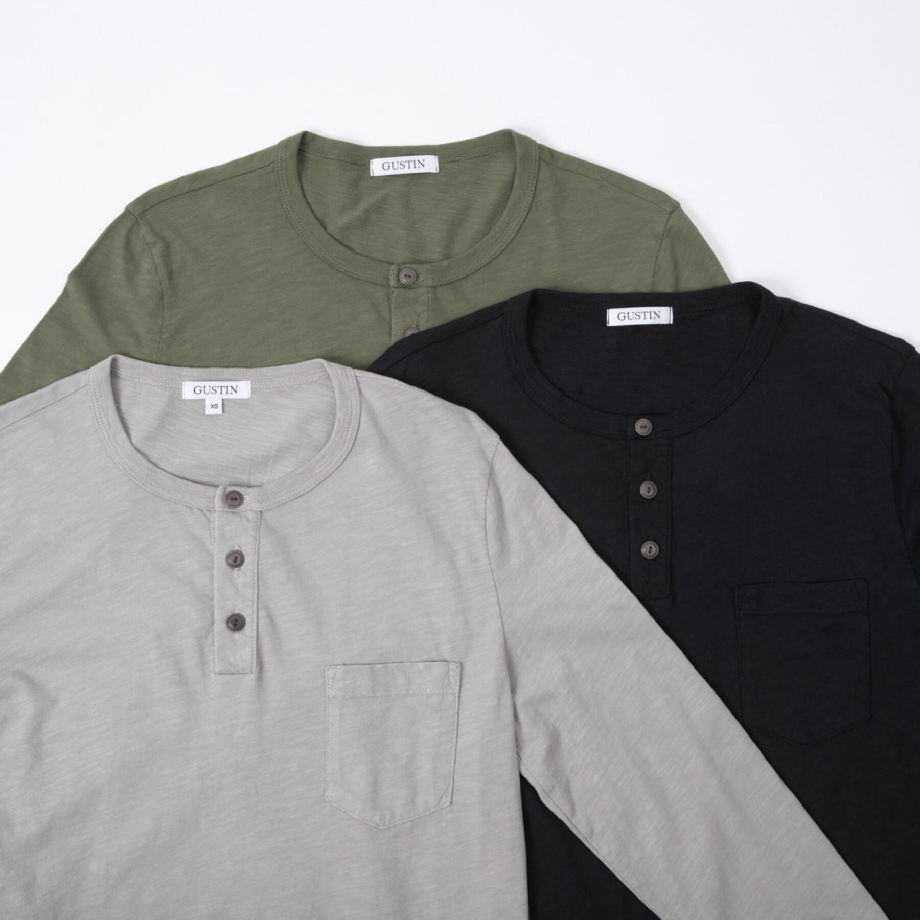gustin slub pocket henley 3 pack