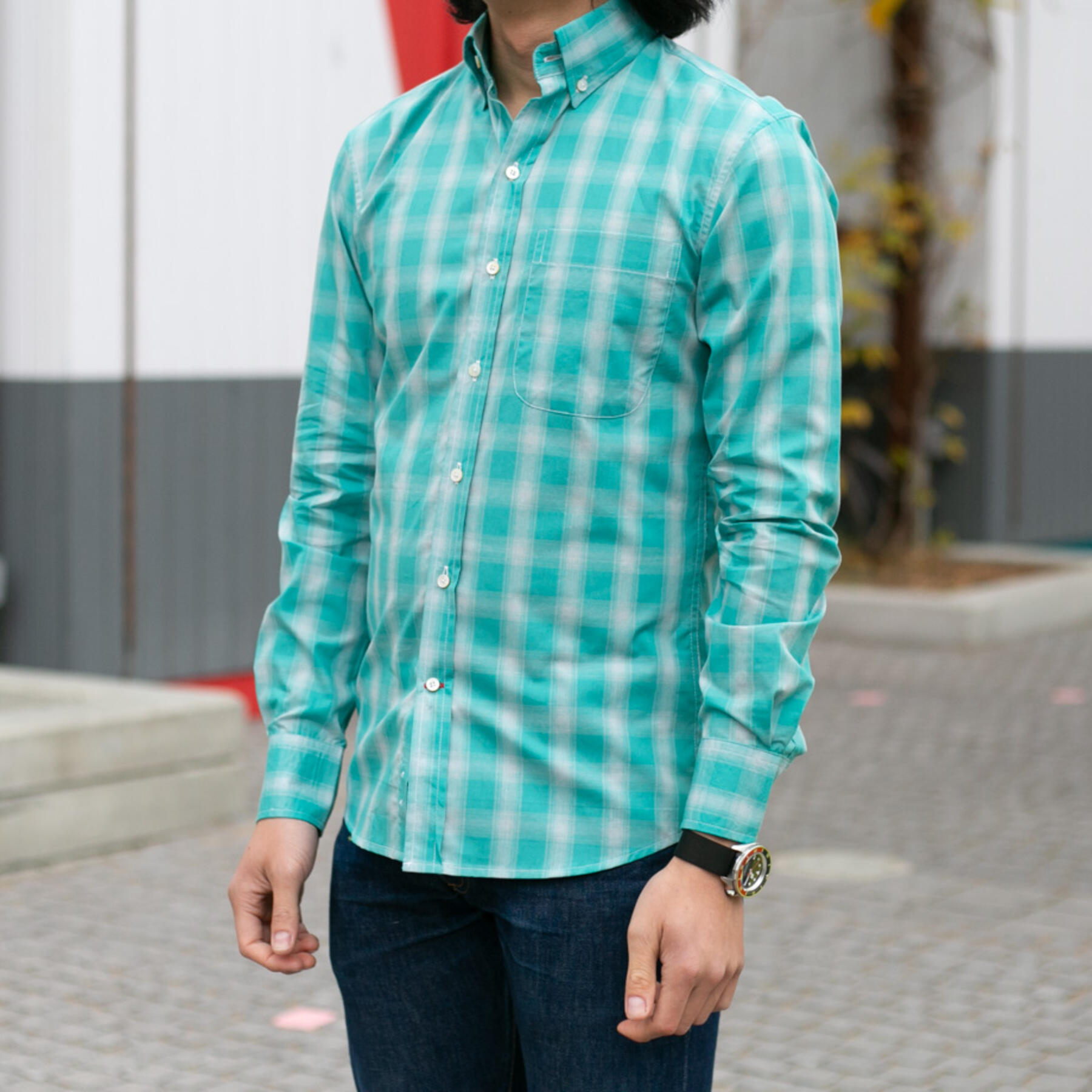 gustin #734 turquoise fade plaid