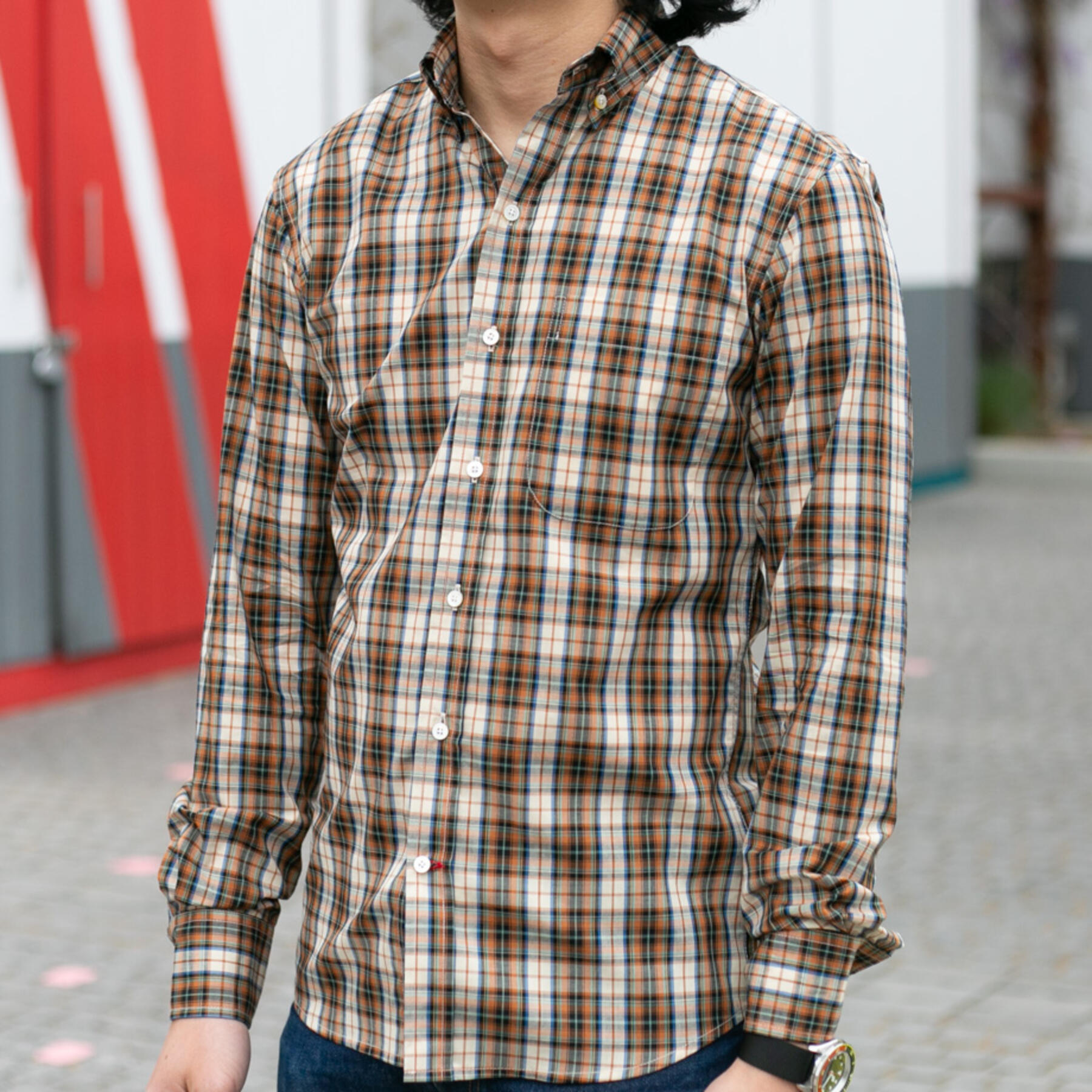gustin #736 vintage orange cream plaid