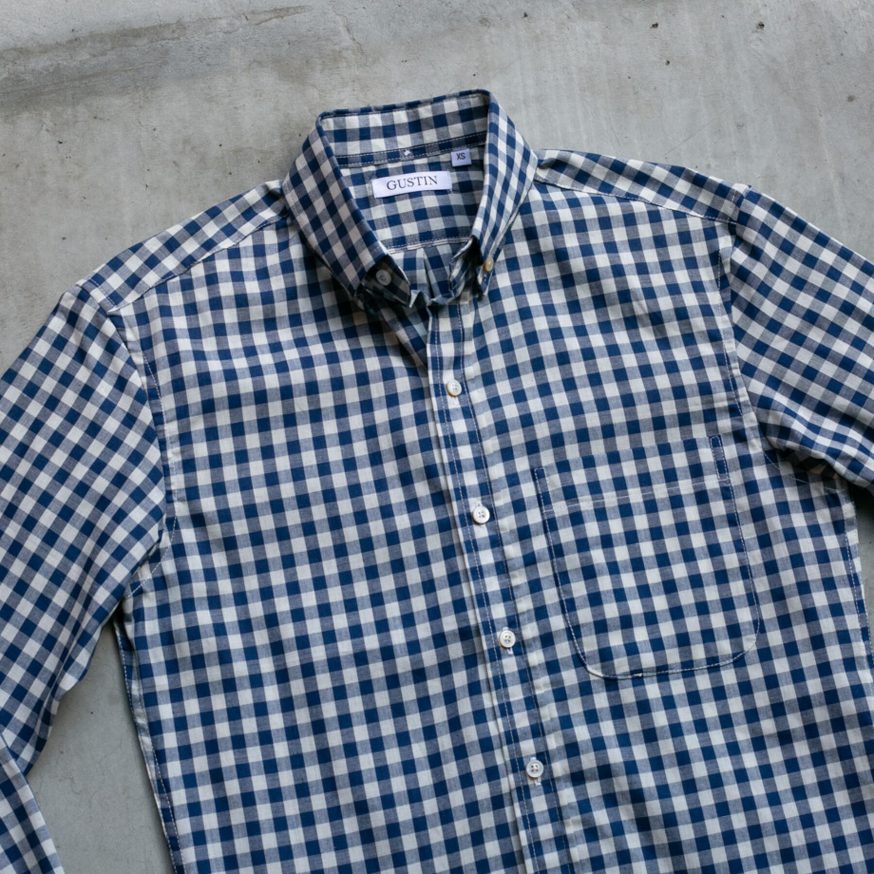 gustin #738 selvedge navy gingham
