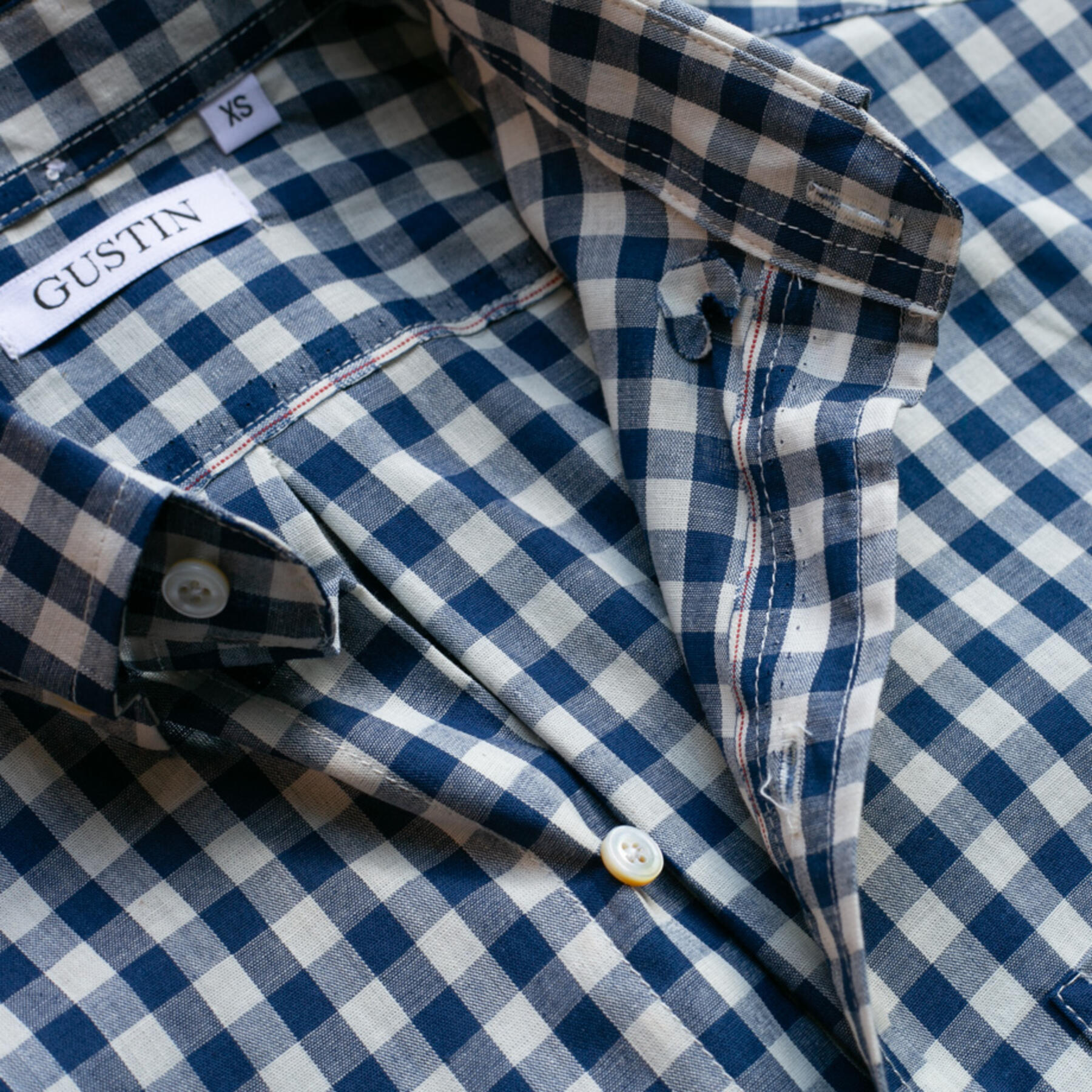 gustin #738 selvedge navy gingham