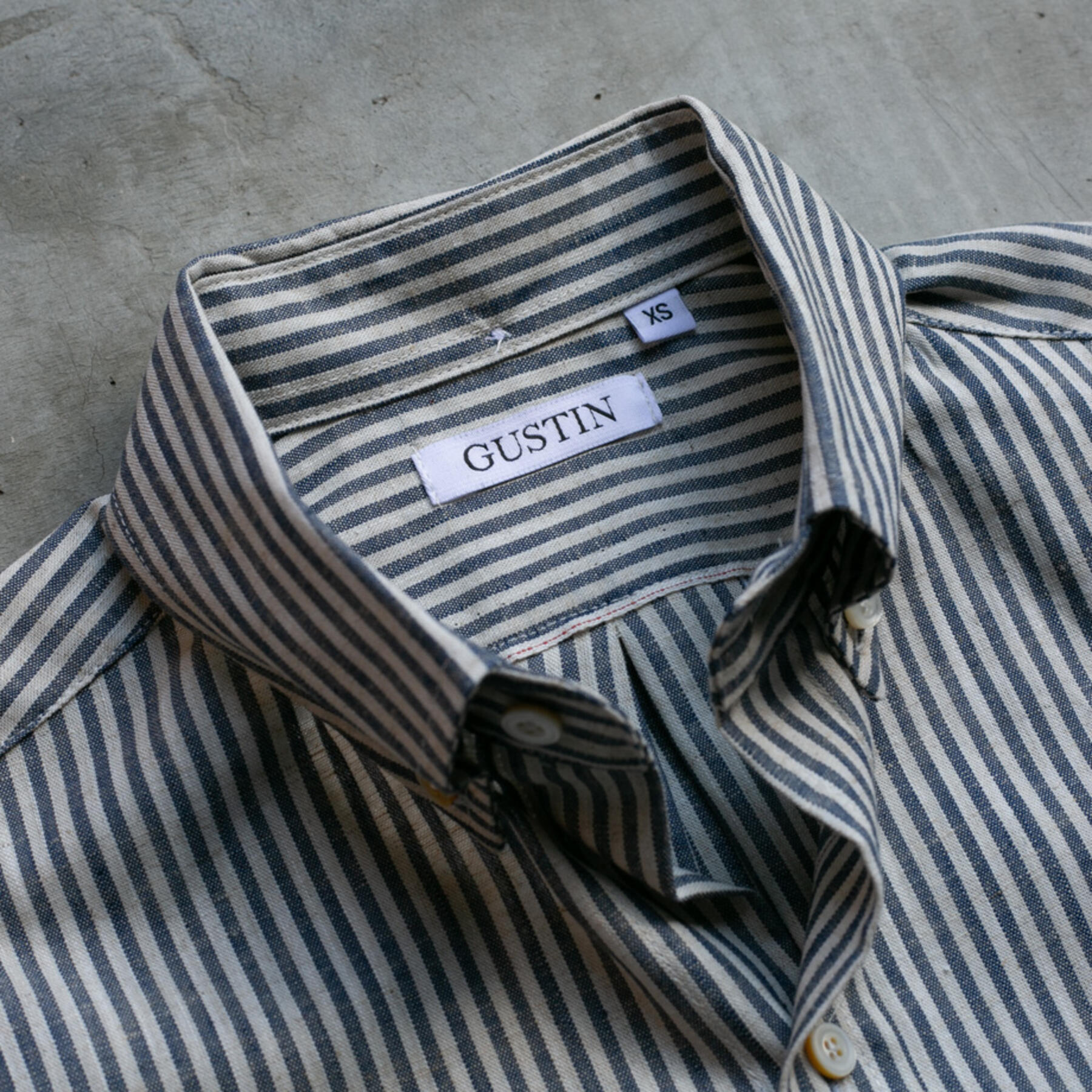 gustin #739 selvedge indigo white stripe