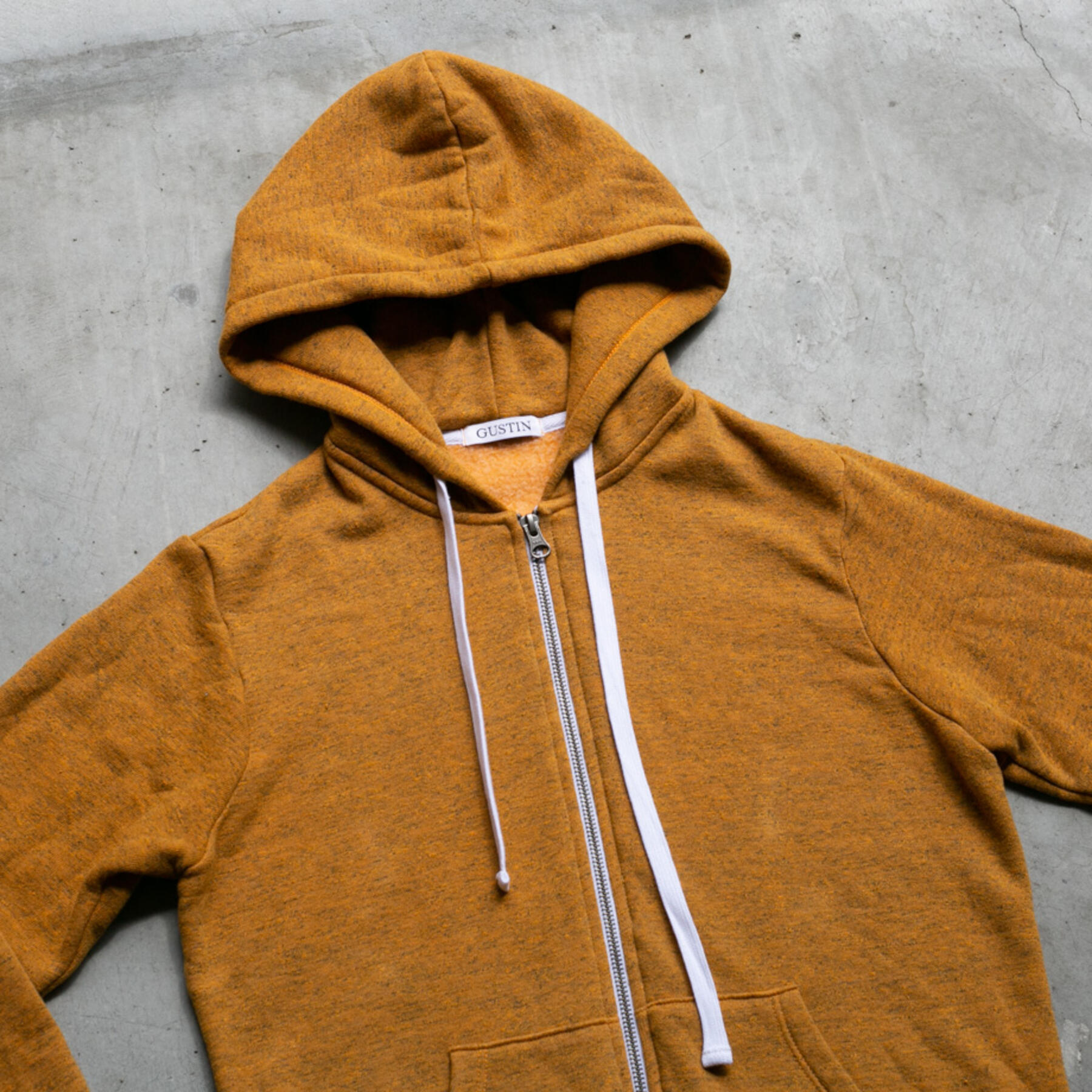 gustin twisted yarn fleece zip hoodie - saffron