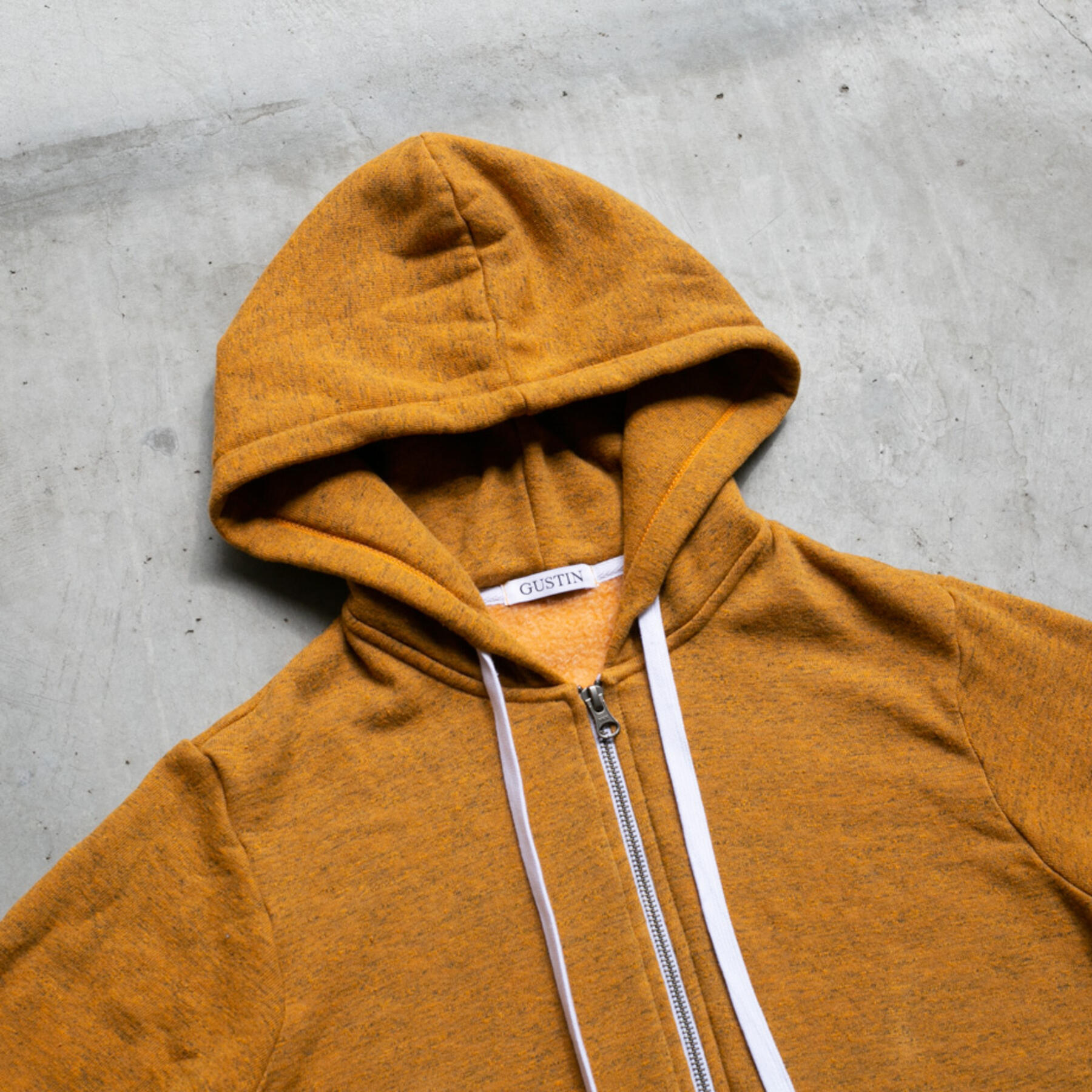gustin twisted yarn fleece zip hoodie - saffron