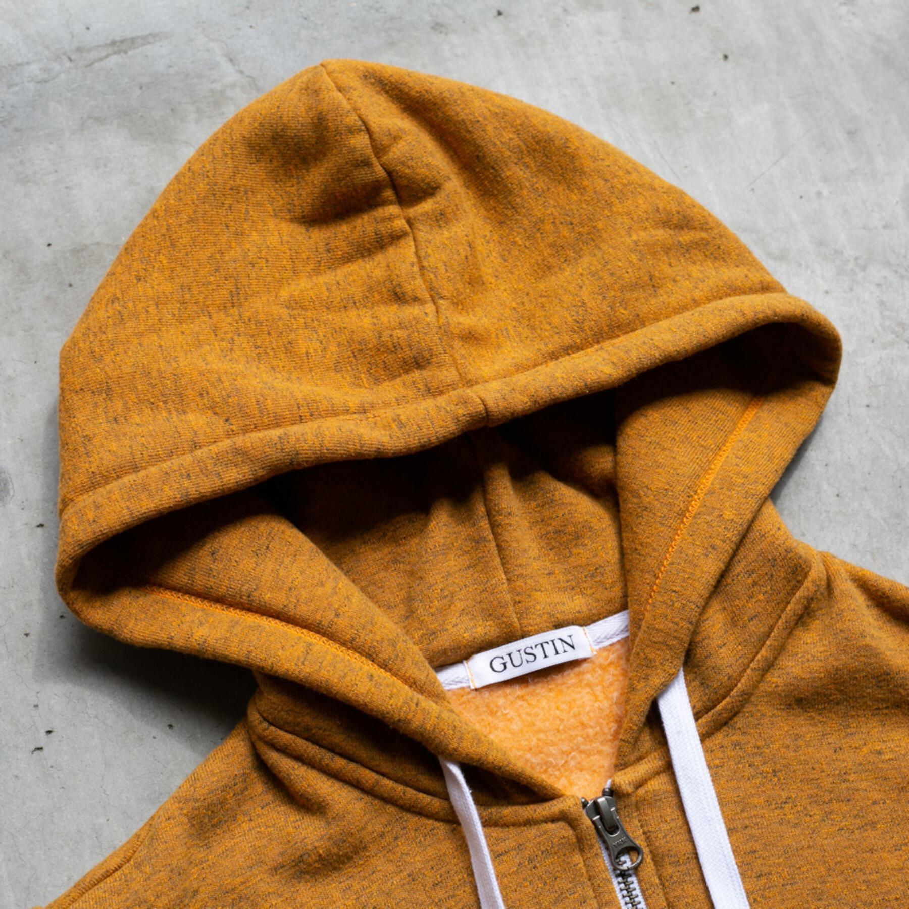 gustin twisted yarn fleece zip hoodie - saffron