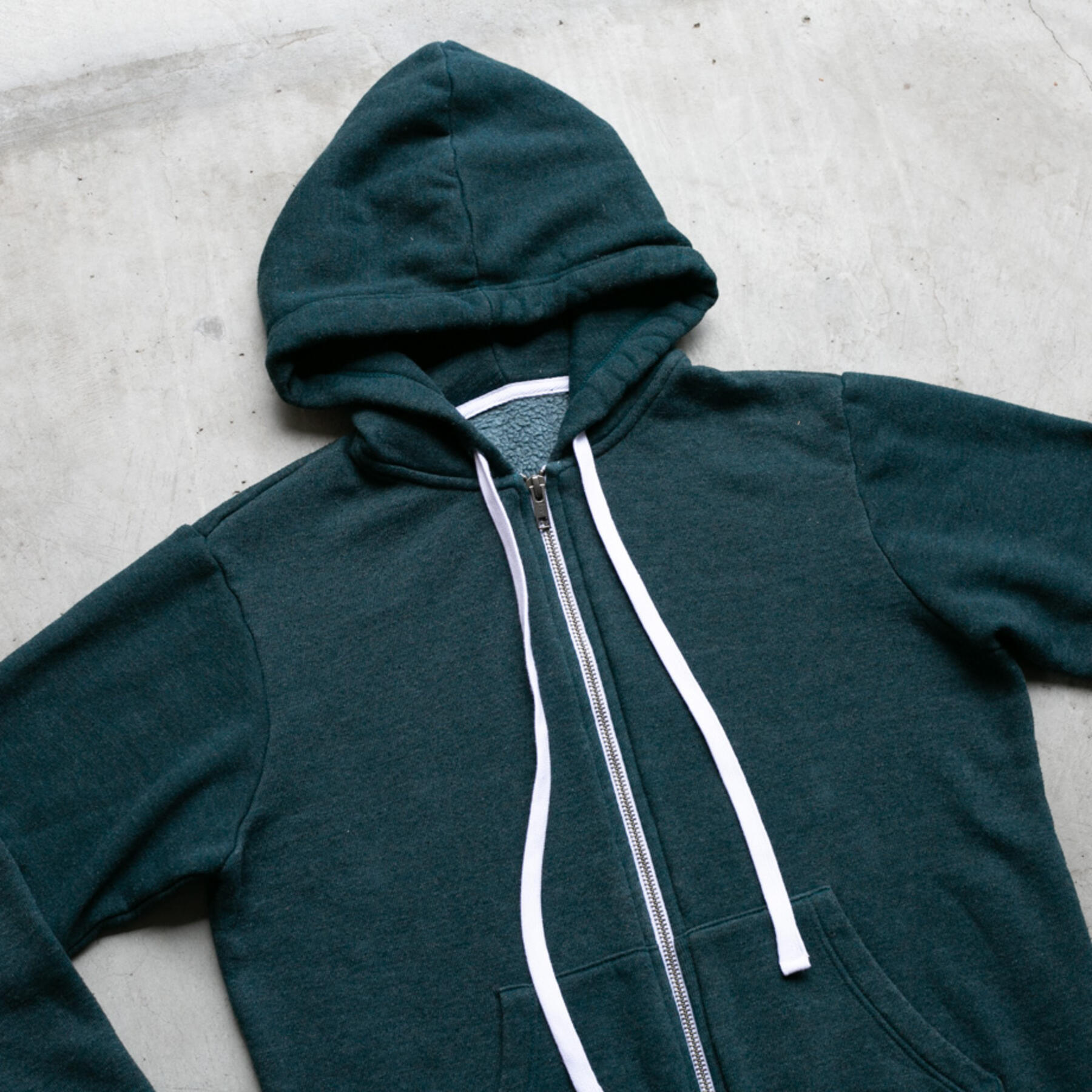 gustin twisted yarn fleece zip hoodie - dark teal