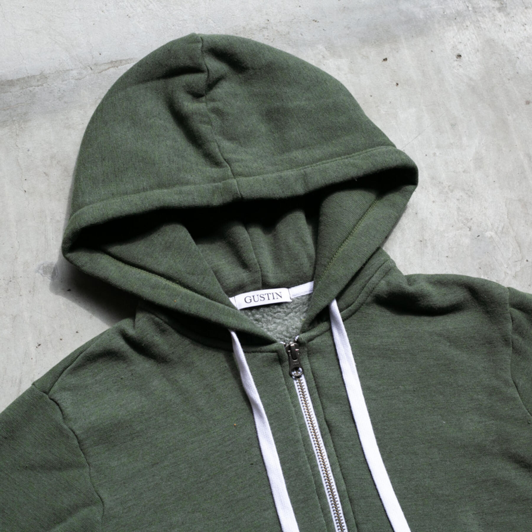 gustin twisted yarn fleece zip hoodie - army