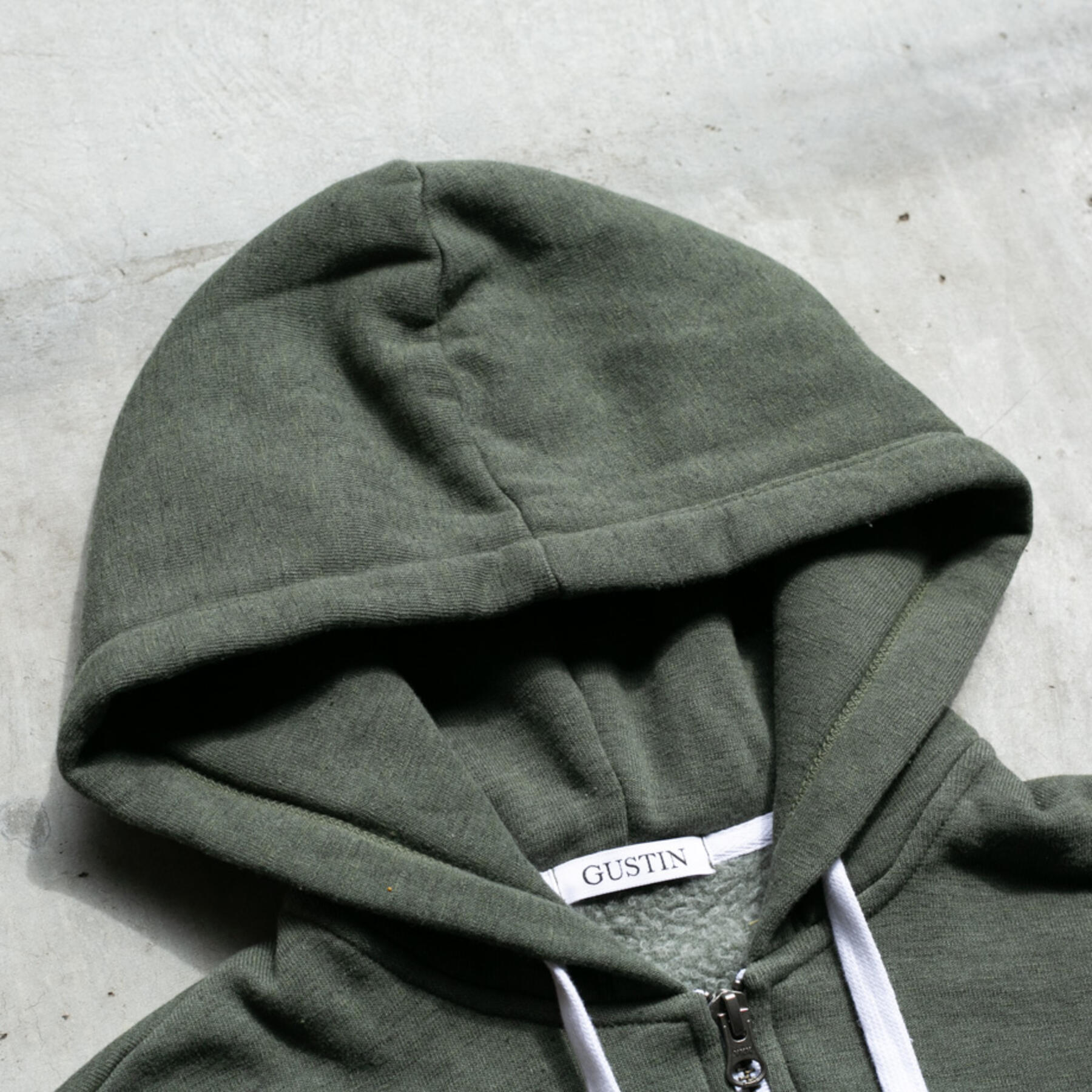 gustin twisted yarn fleece zip hoodie - army
