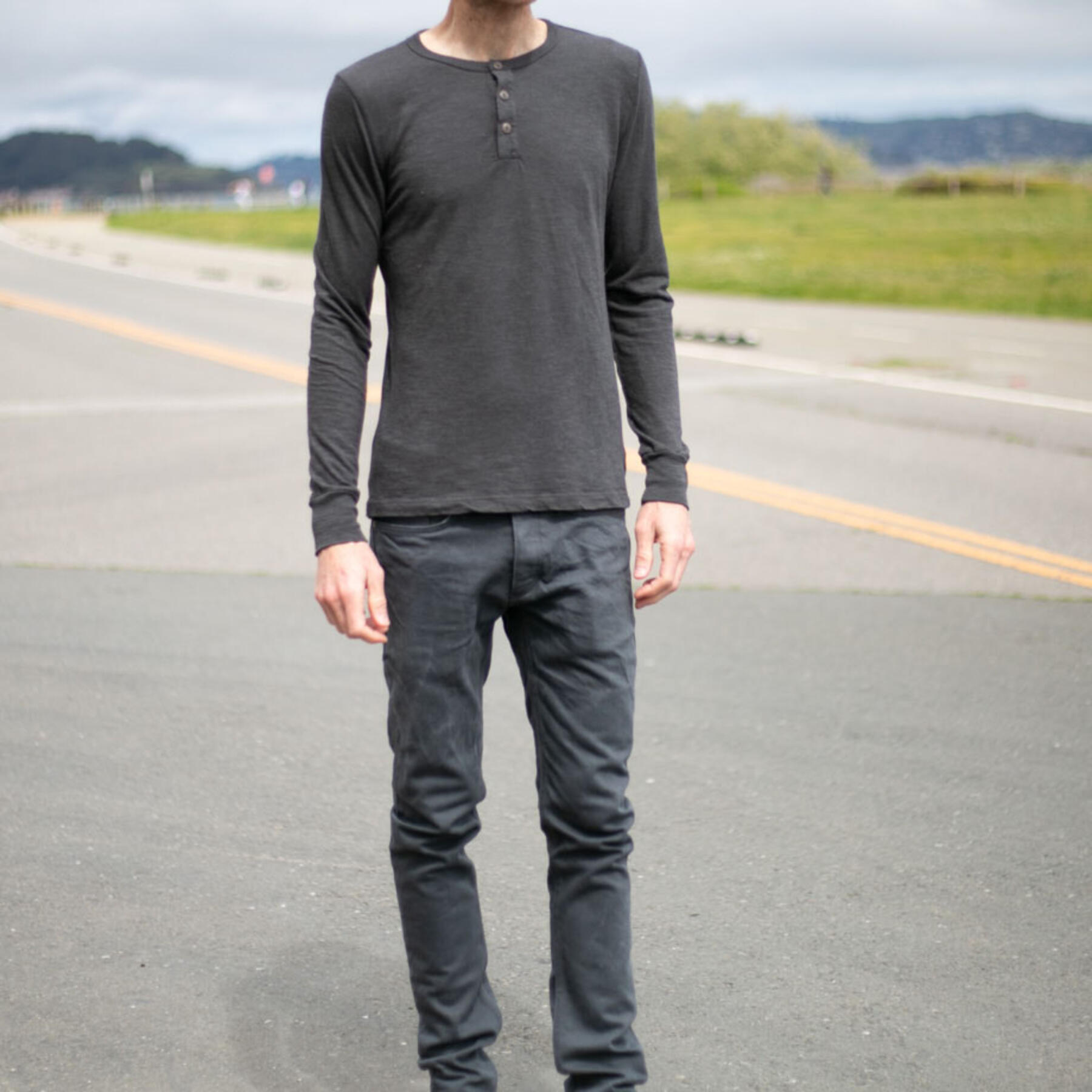 gustin twisted yarn henley - charcoal