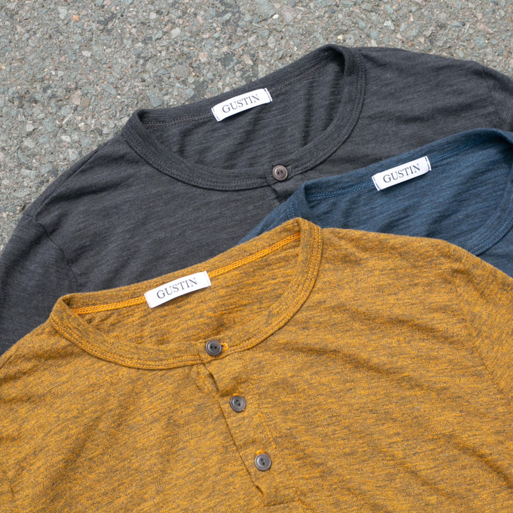 gustin twisted yarn henley 3 pack