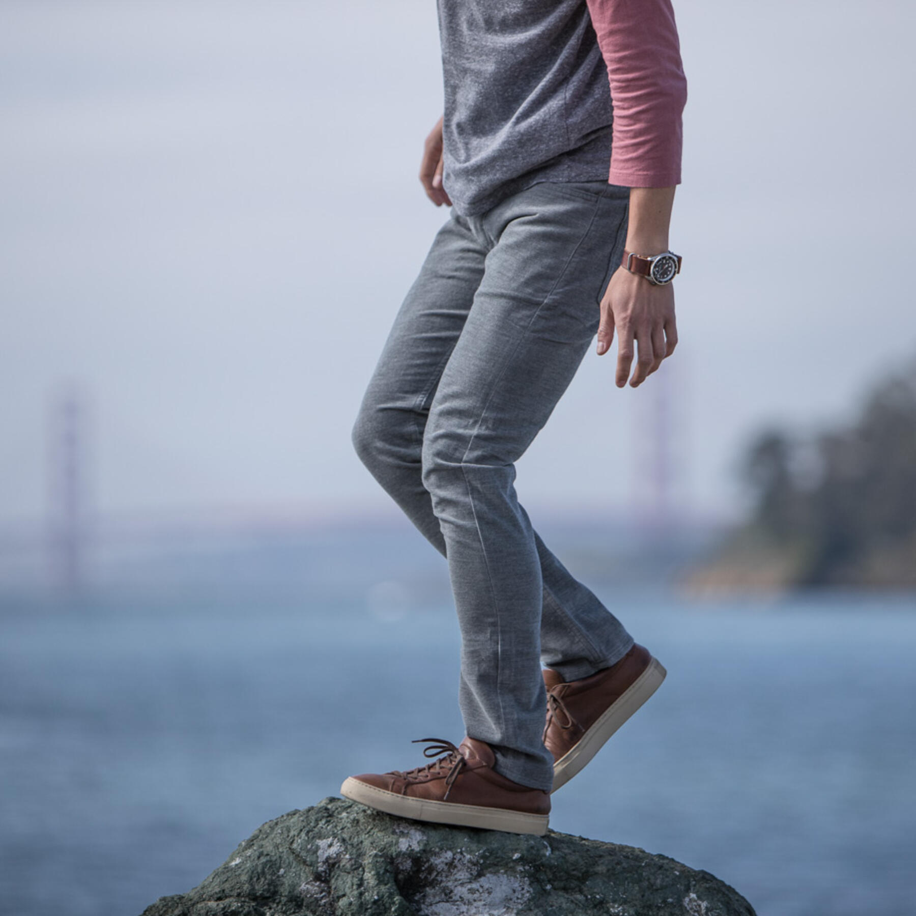 gustin #5 featherweight corduroy 5 pocket - heather grey