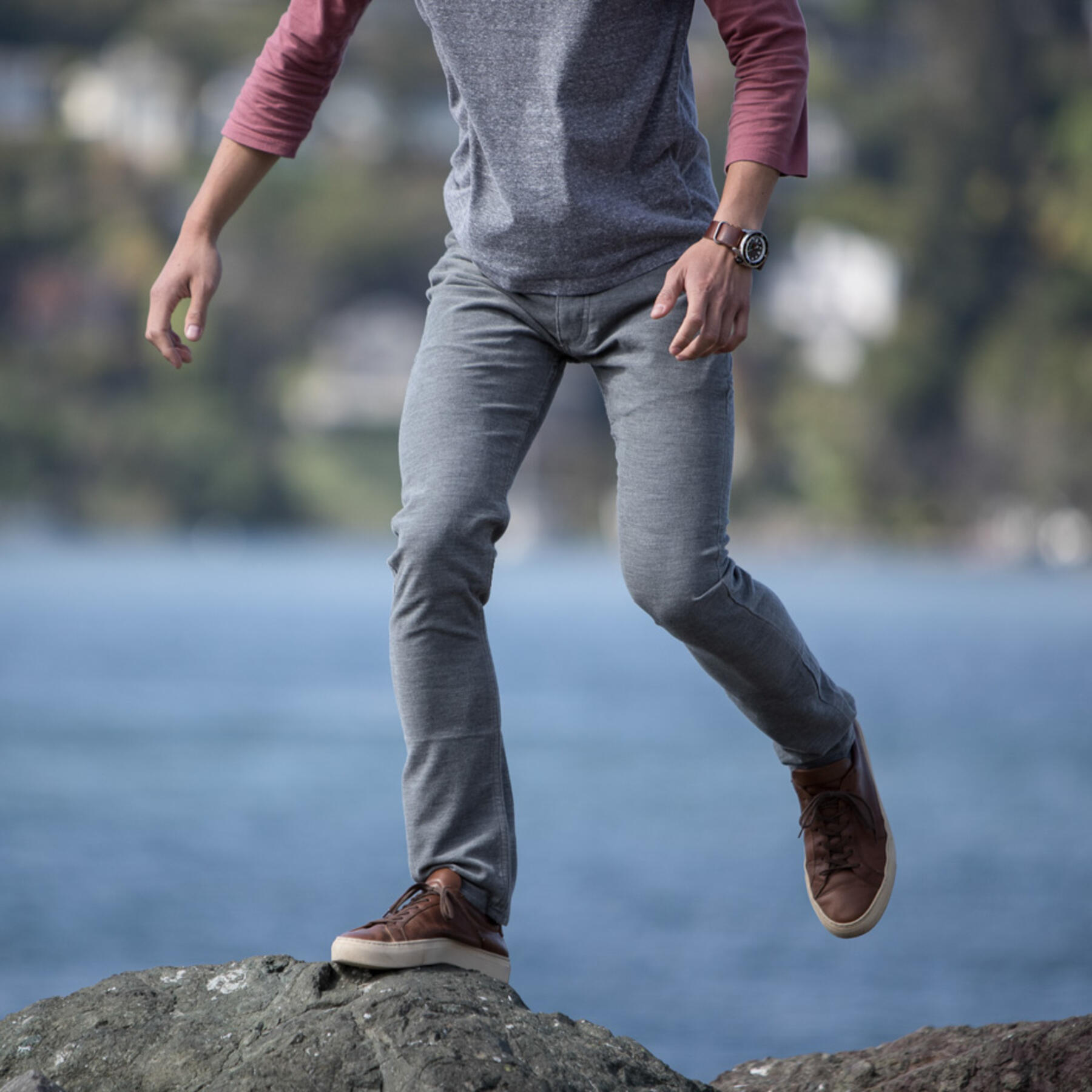 gustin #5 featherweight corduroy 5 pocket - heather grey