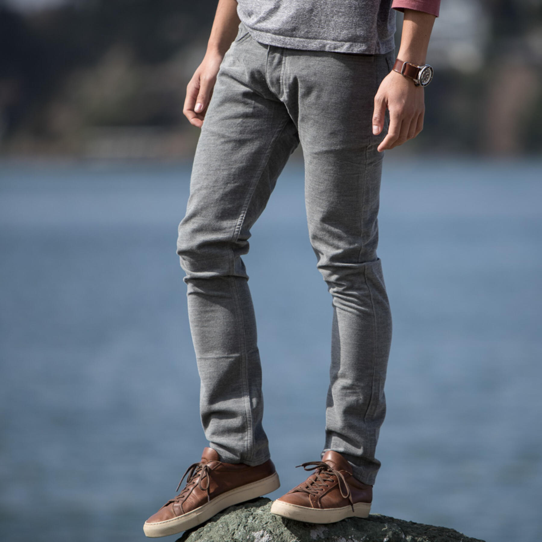 gustin #5 featherweight corduroy 5 pocket - heather grey
