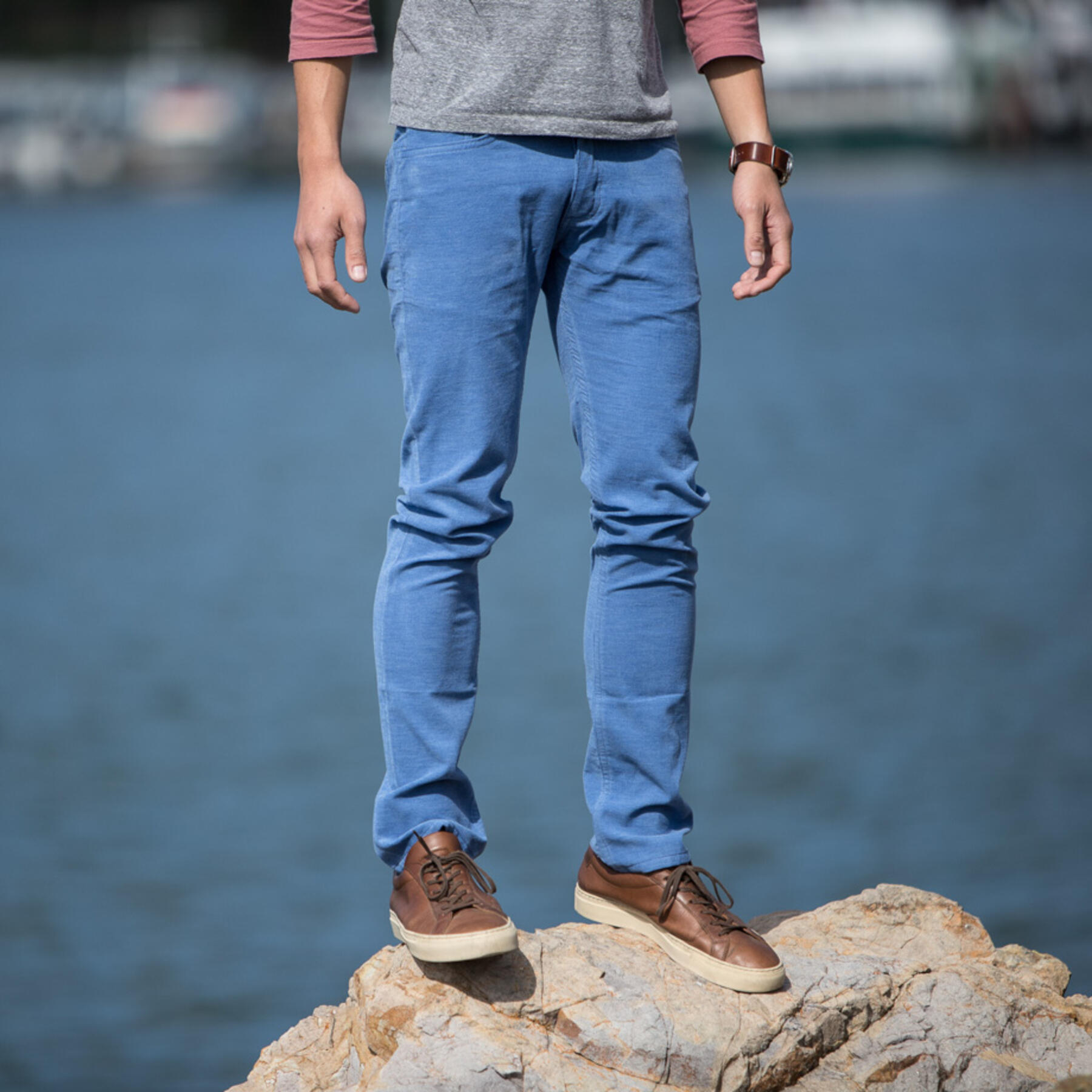 gustin #6 featherweight corduroy 5 pocket - sky