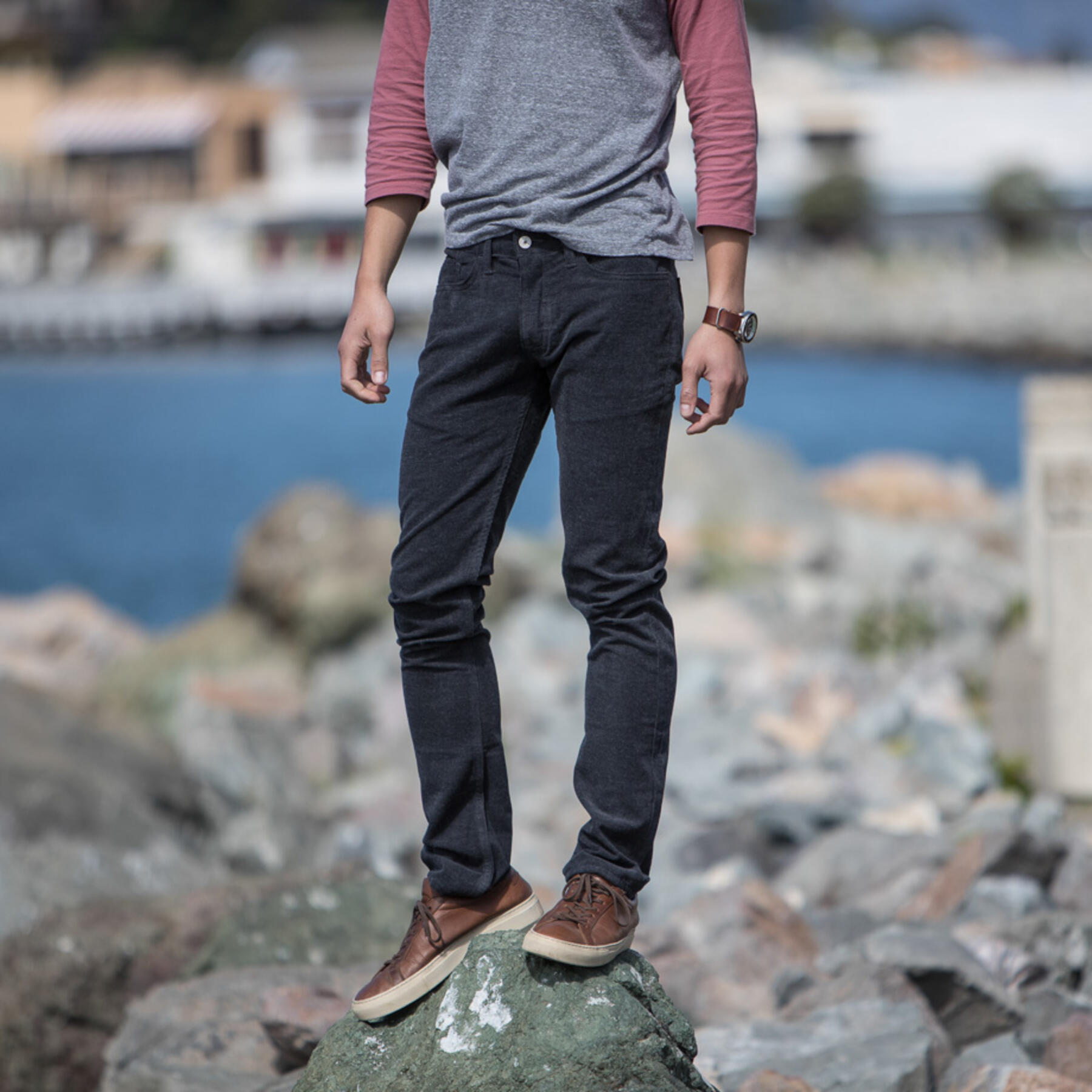 gustin #7 featherweight corduroy 5 pocket - navy