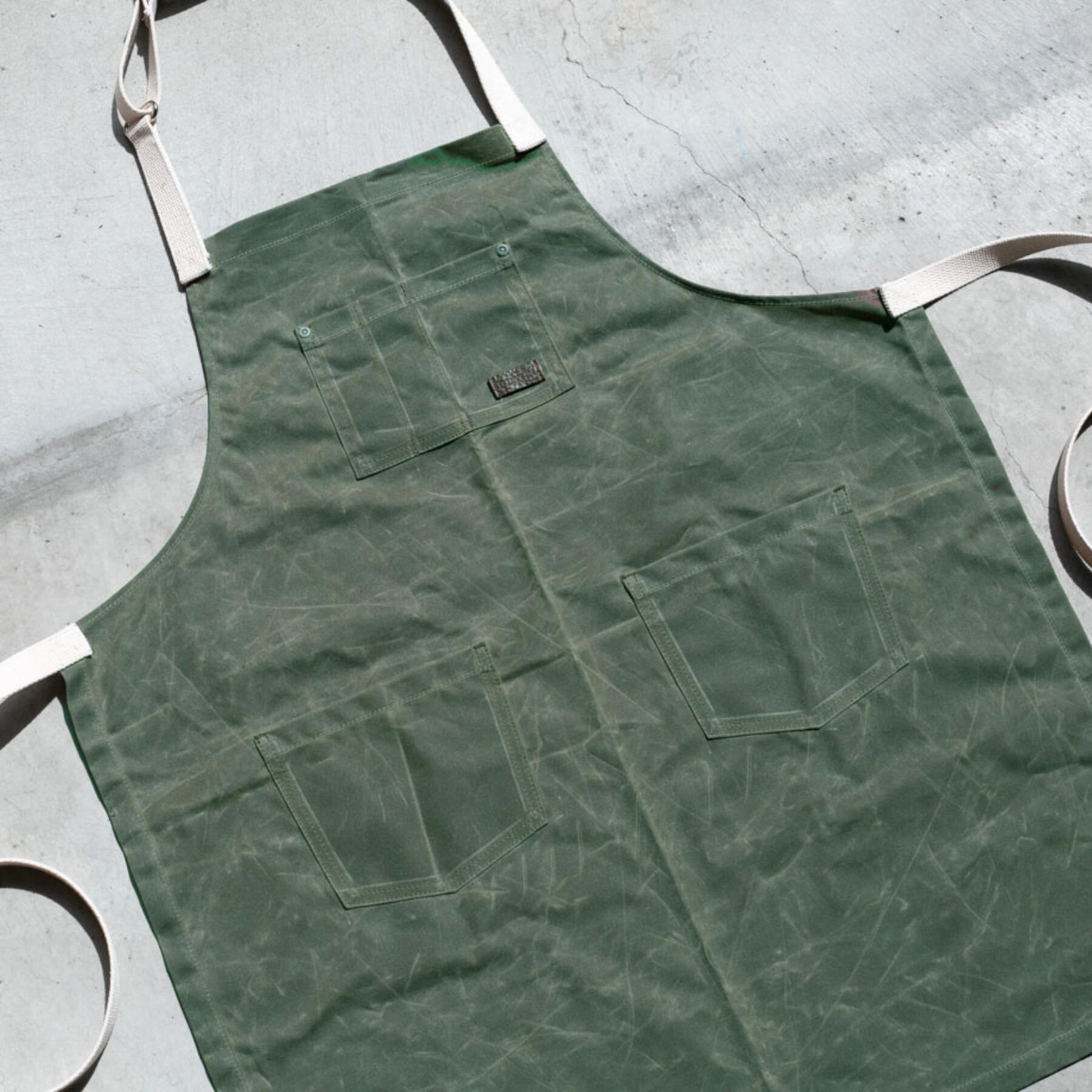 gustin waxed canvas apron - olive