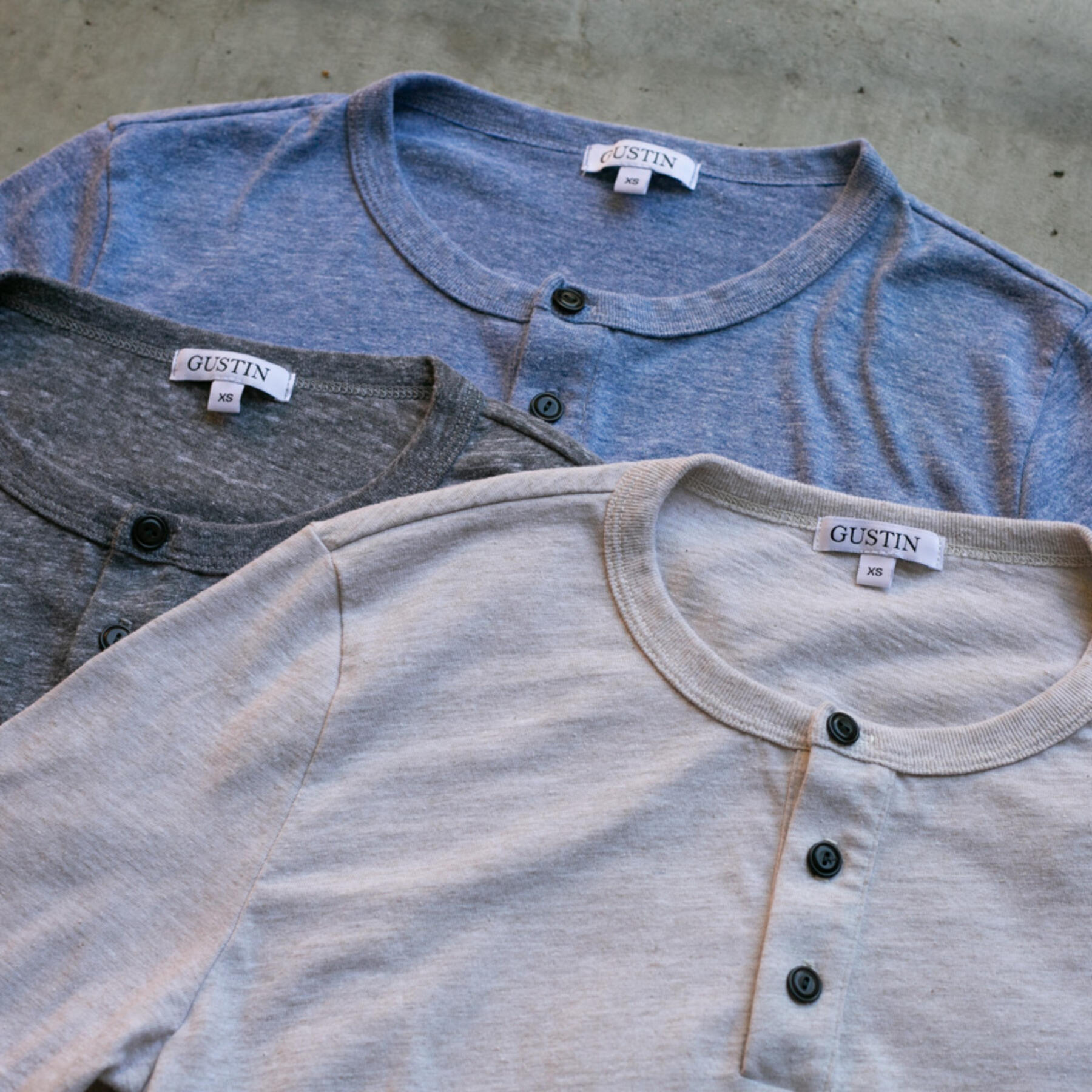gustin heather henley 3pk - grey, oatmeal, sky